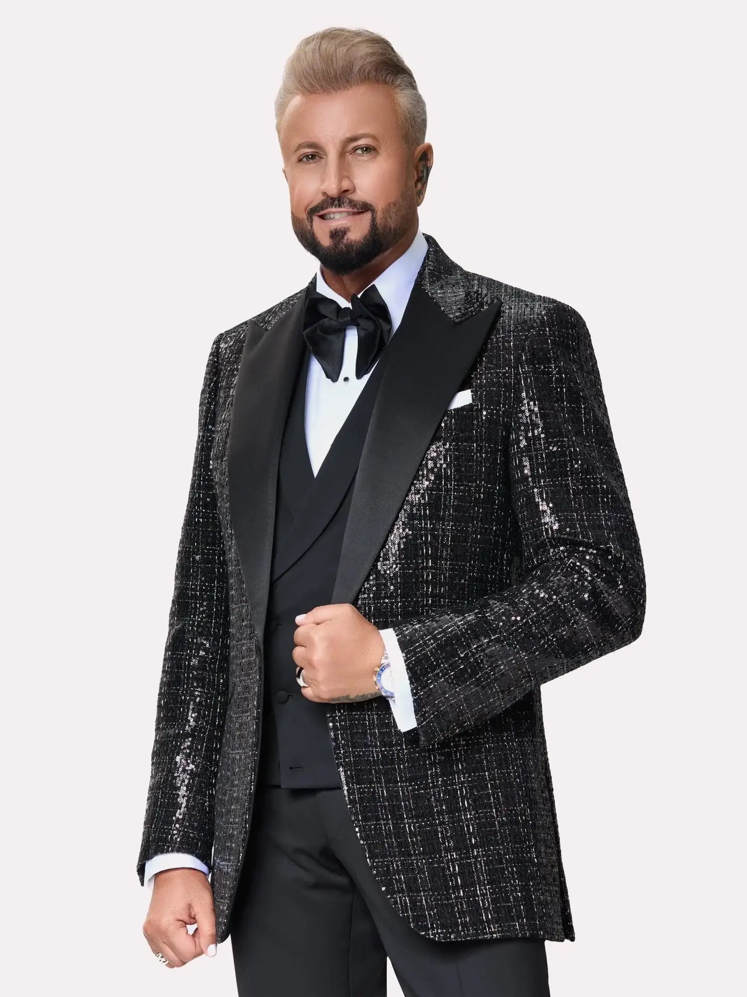 Sacou smoking made to measure cu paiete in carouri albe