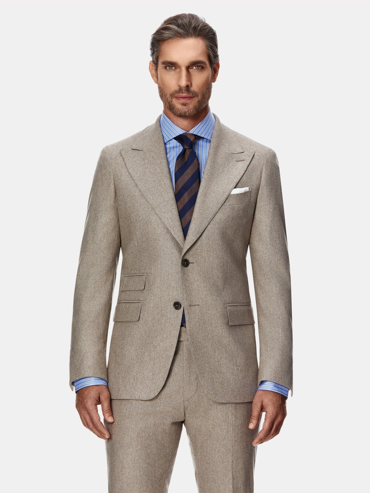 Costum tesatura TG di Fabio, flanel beige, texturat - Viggo