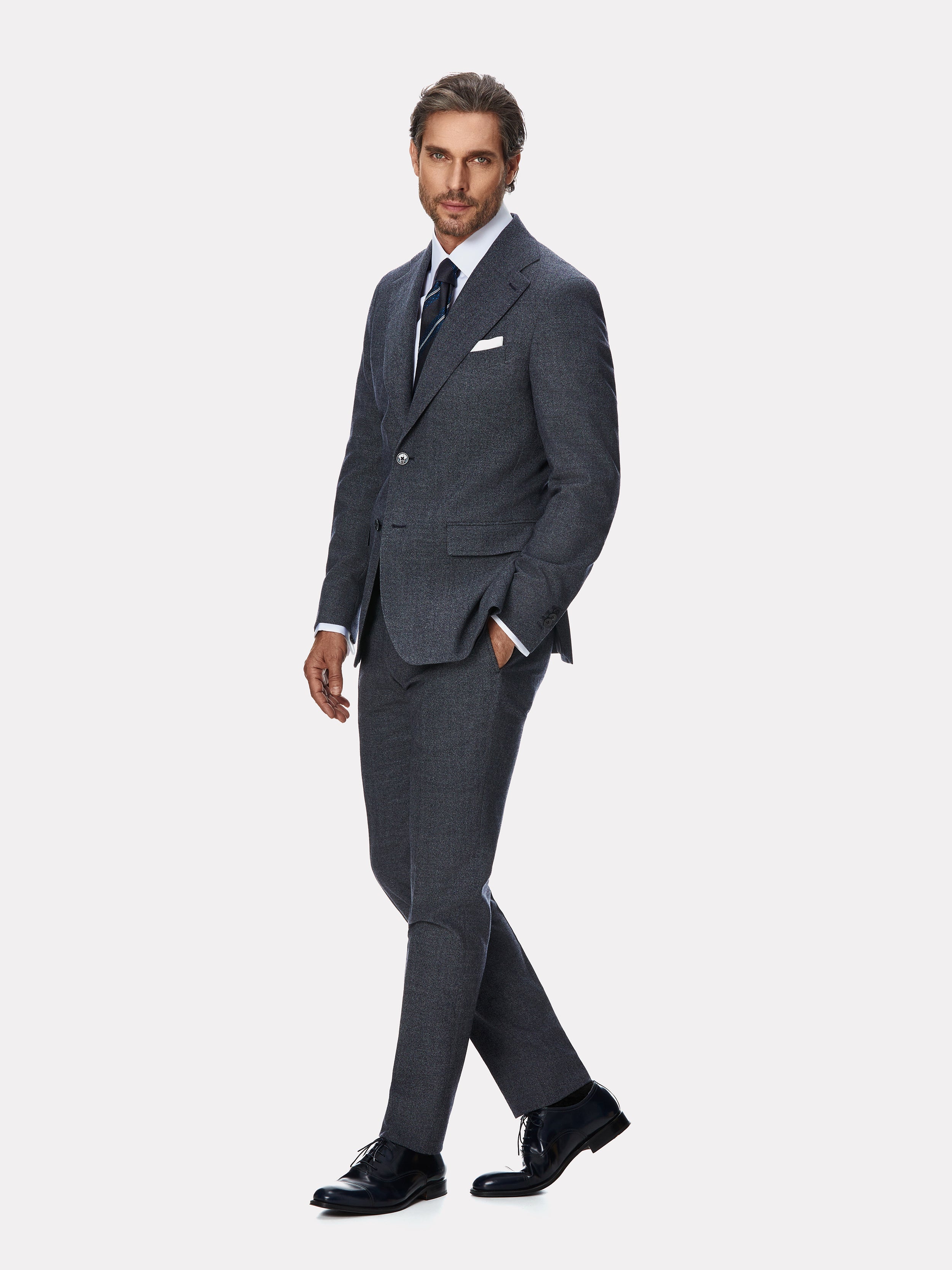 Costum tesatura Loro Piana, flanel texturat