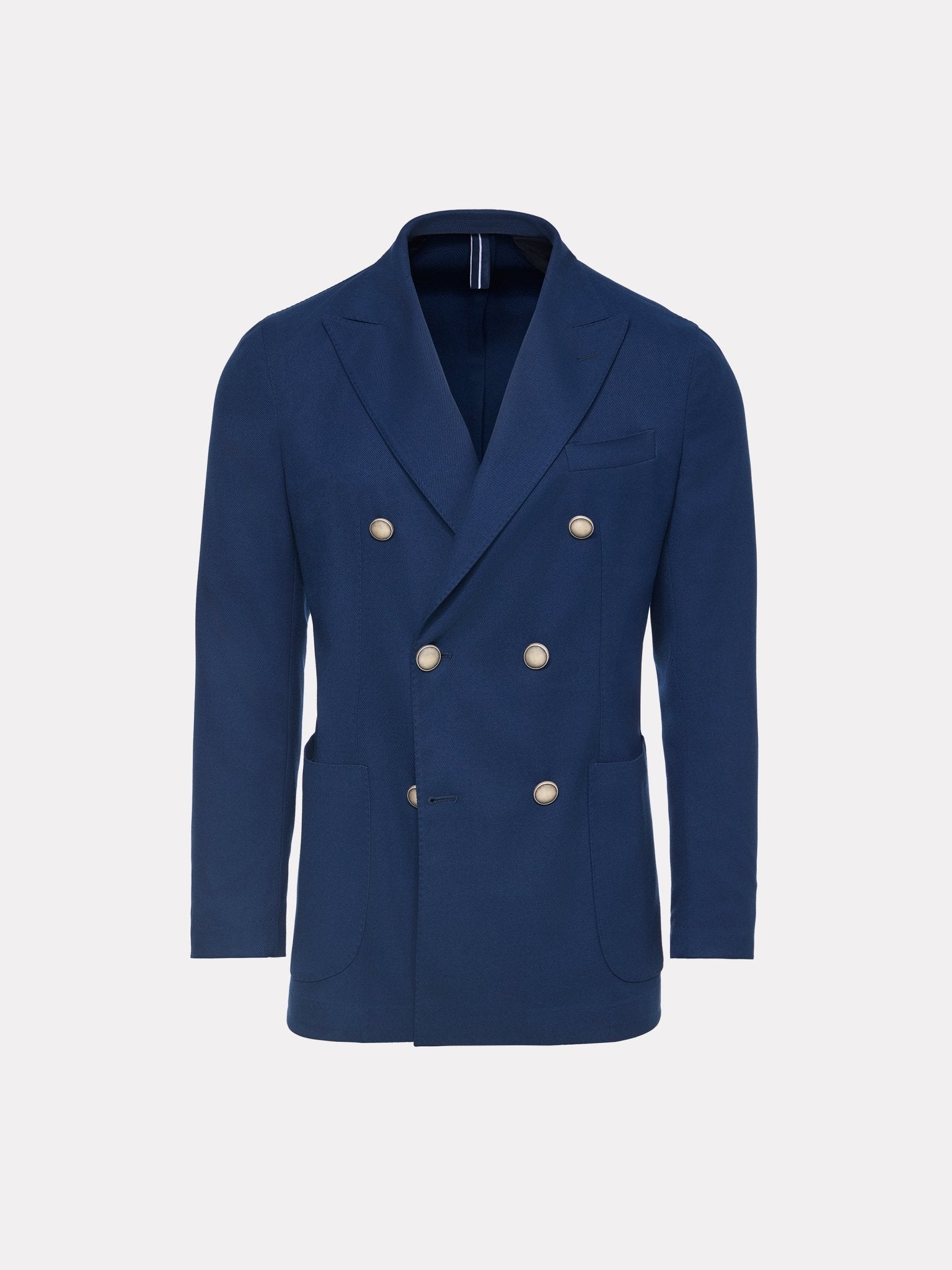 Sacou albastru texturat la doua randuri de nasturi, slim fit - Viggo