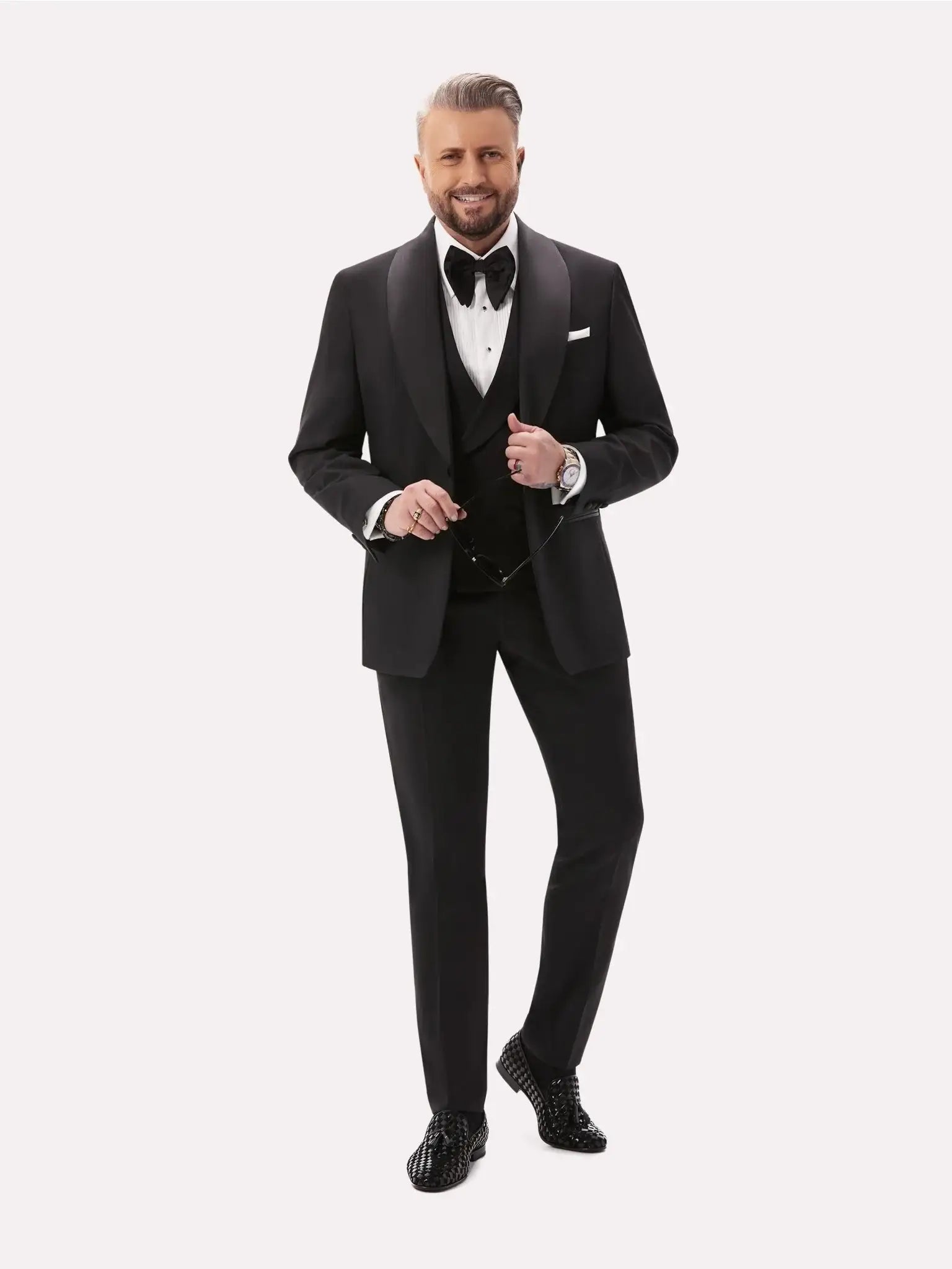 Plain black tuxedo jacket with lapel