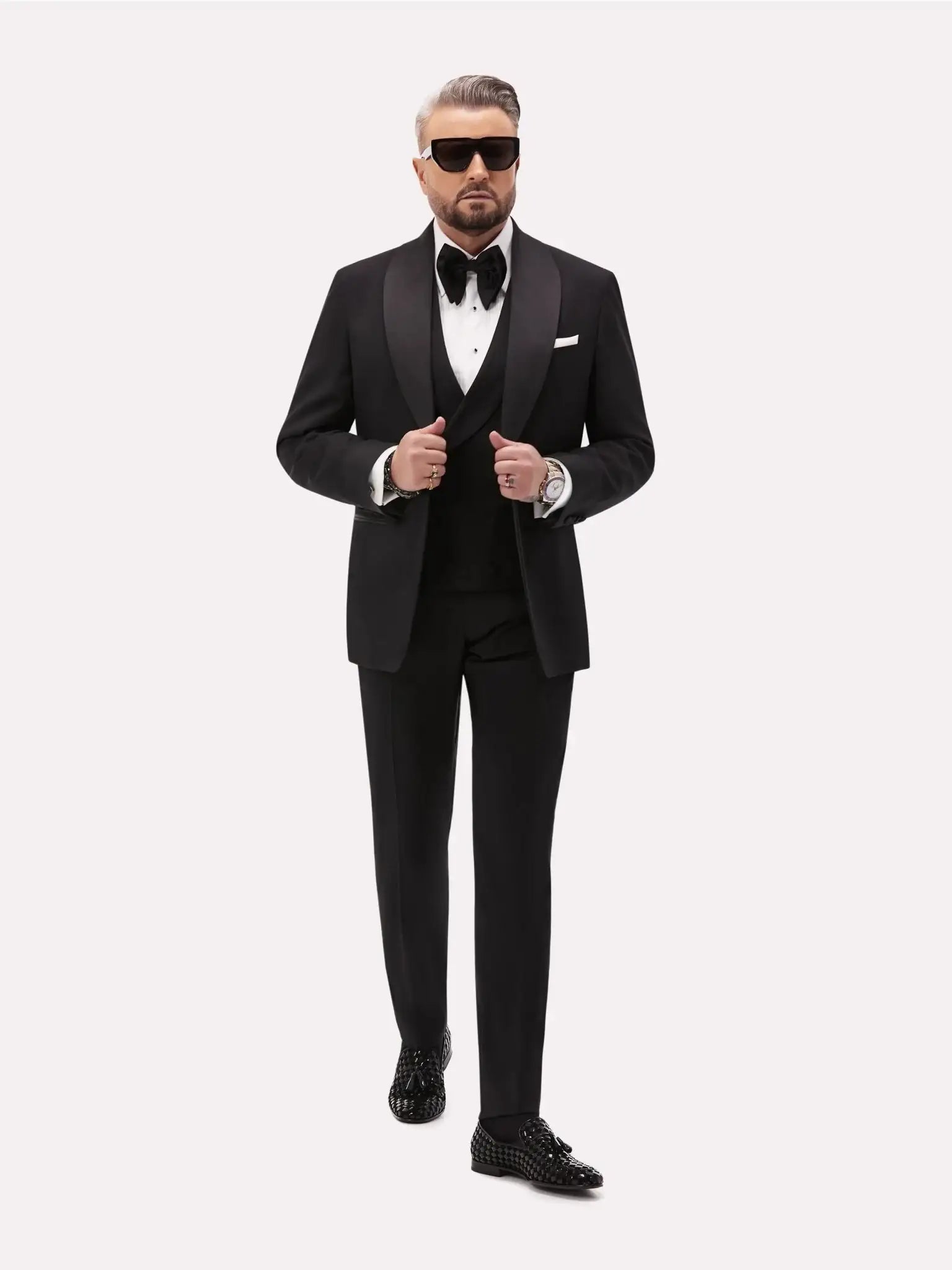 Plain black tuxedo jacket with lapel