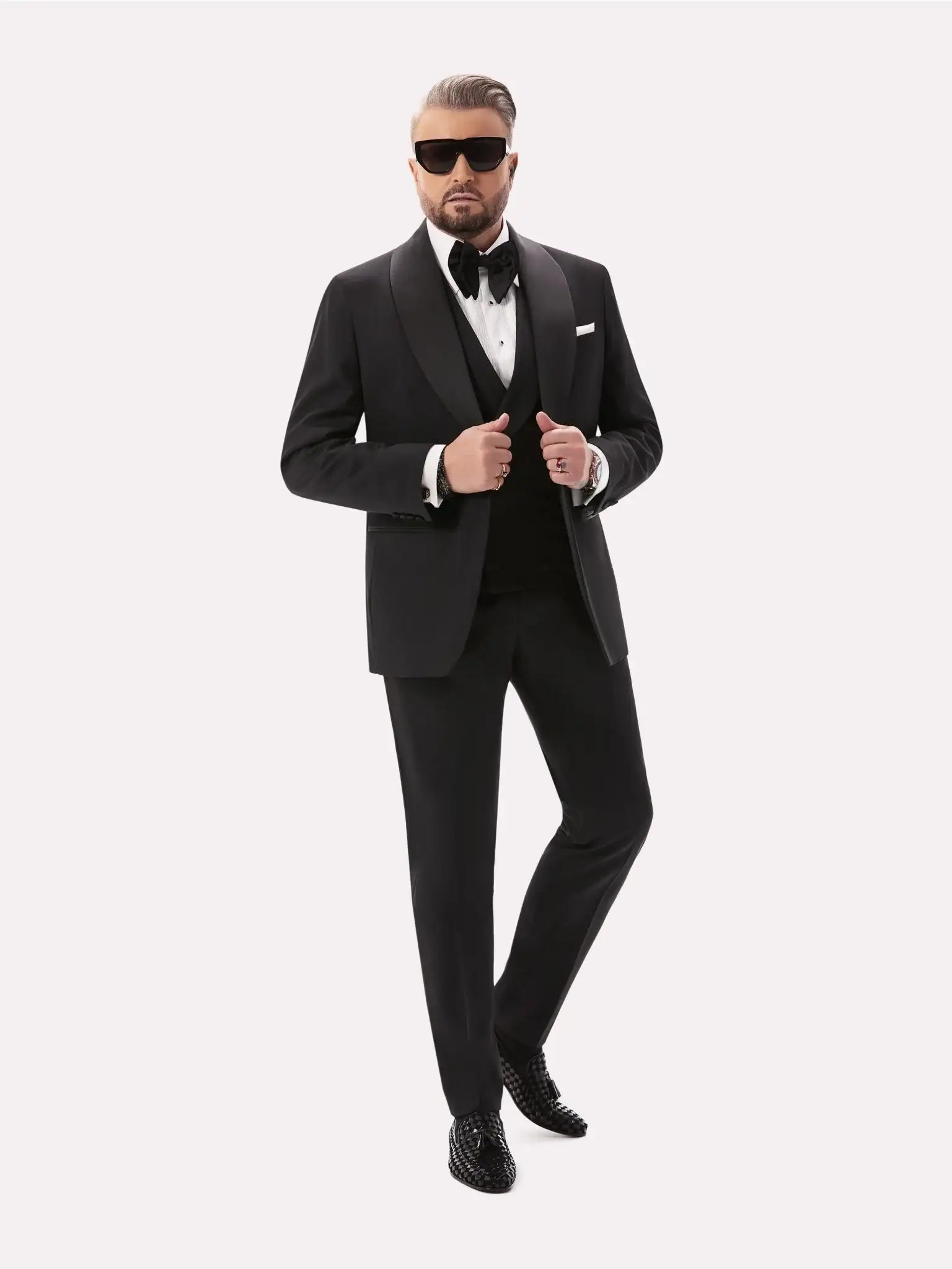 Plain black tuxedo jacket with lapel
