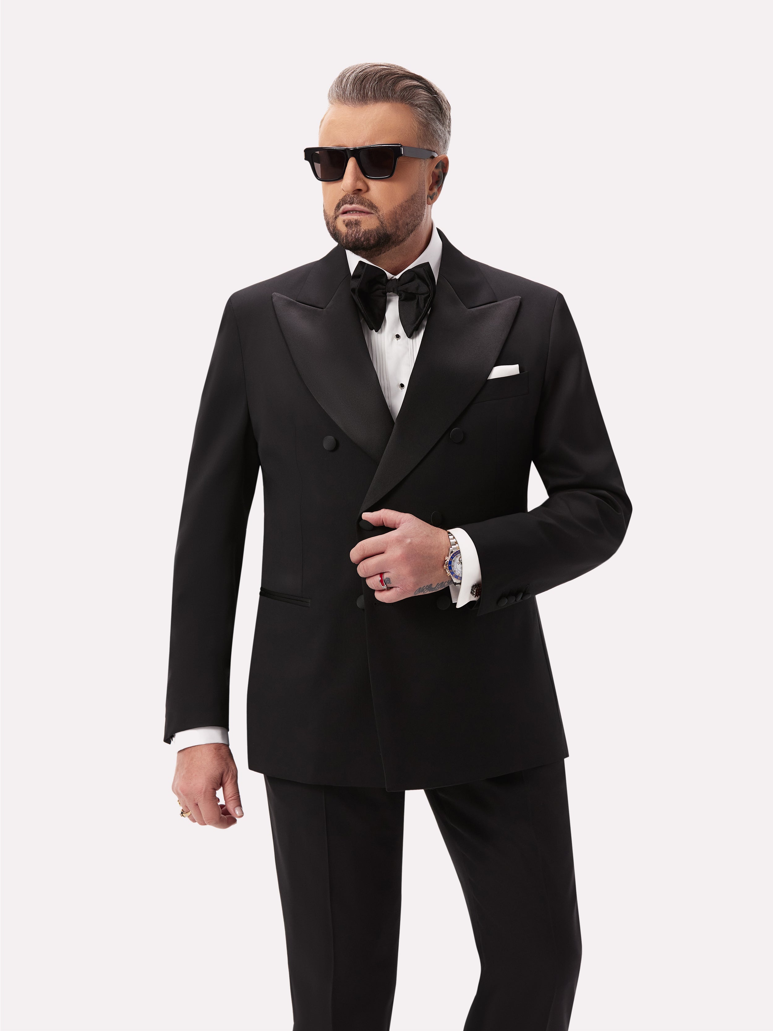 Sacou smoking tesatura Vitale Barberis Canonico la doua randuri de nasturi
