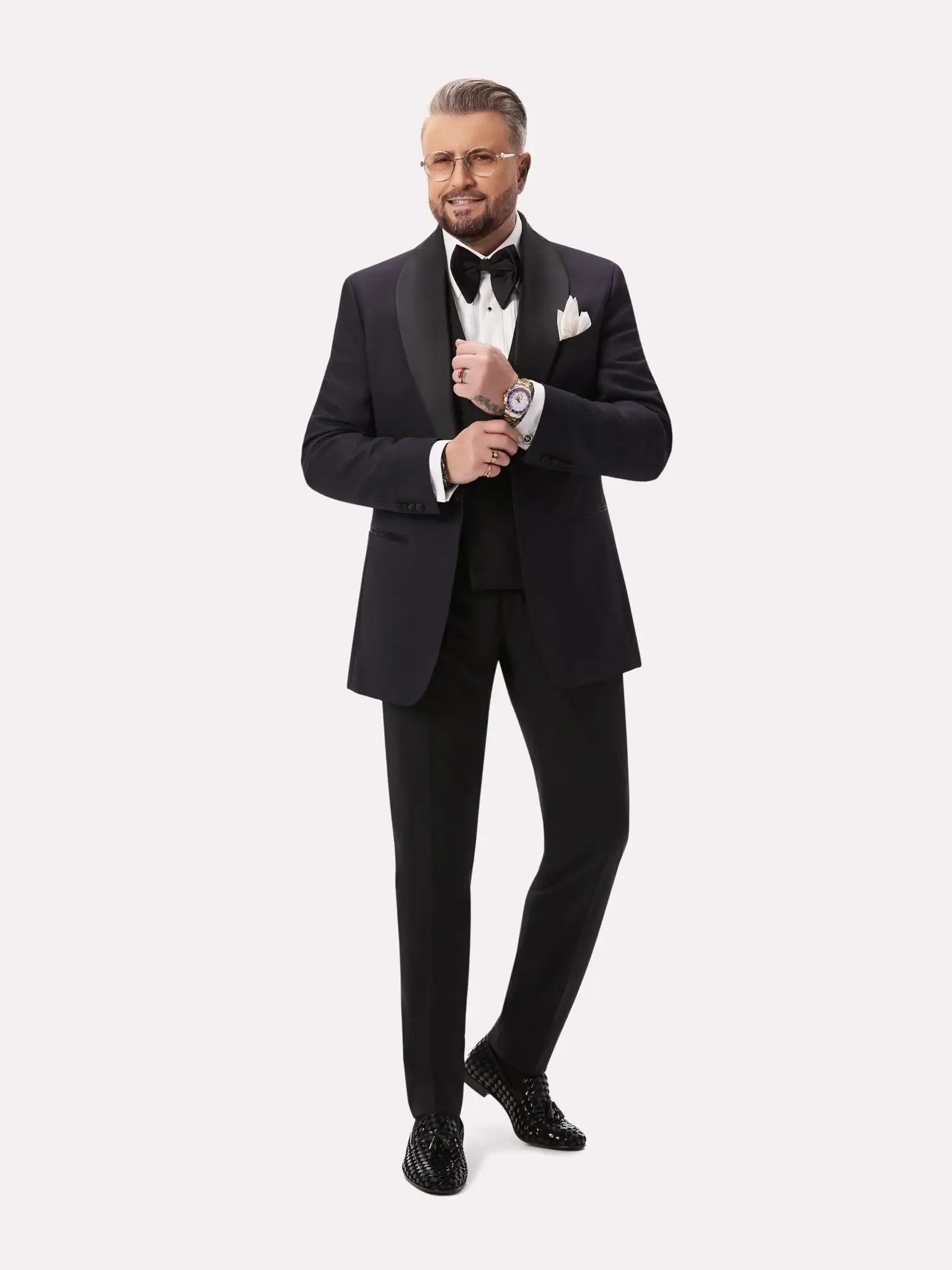 Plain black tuxedo jacket with lapel