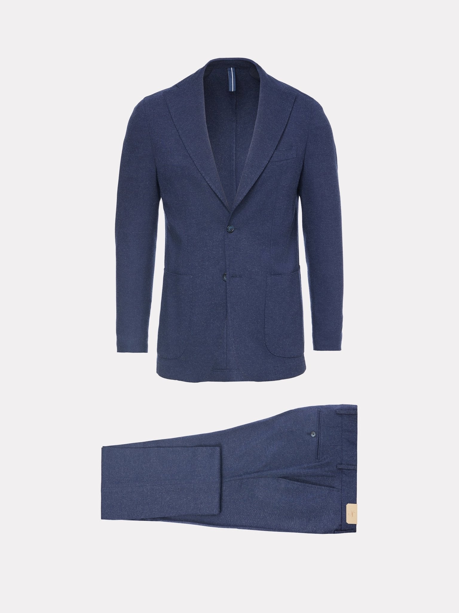 Costum slim fit navy cu rever decupat - Viggo