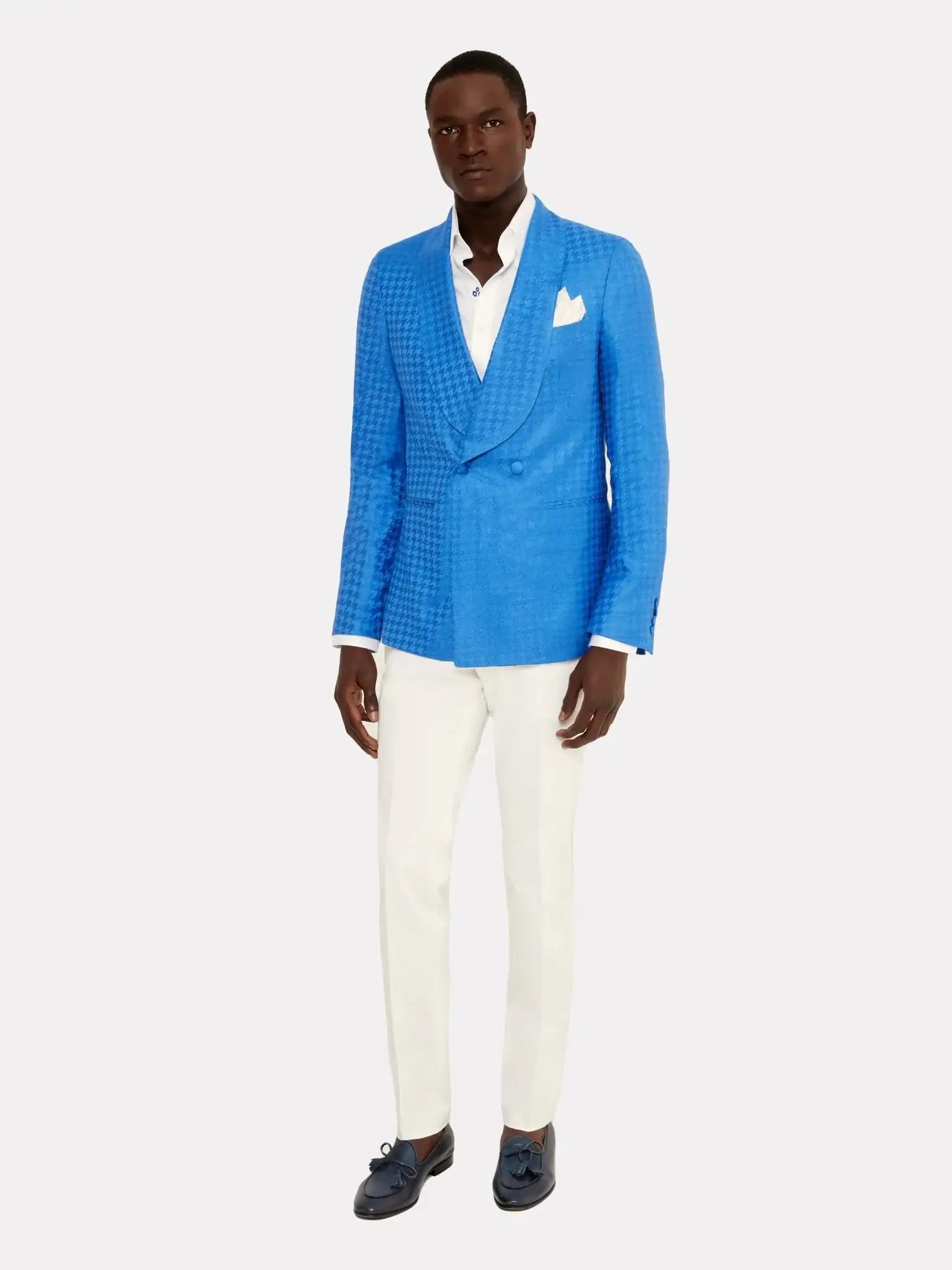 Cashmere and silk tuxedo jacket, Piacenza fabric, blue