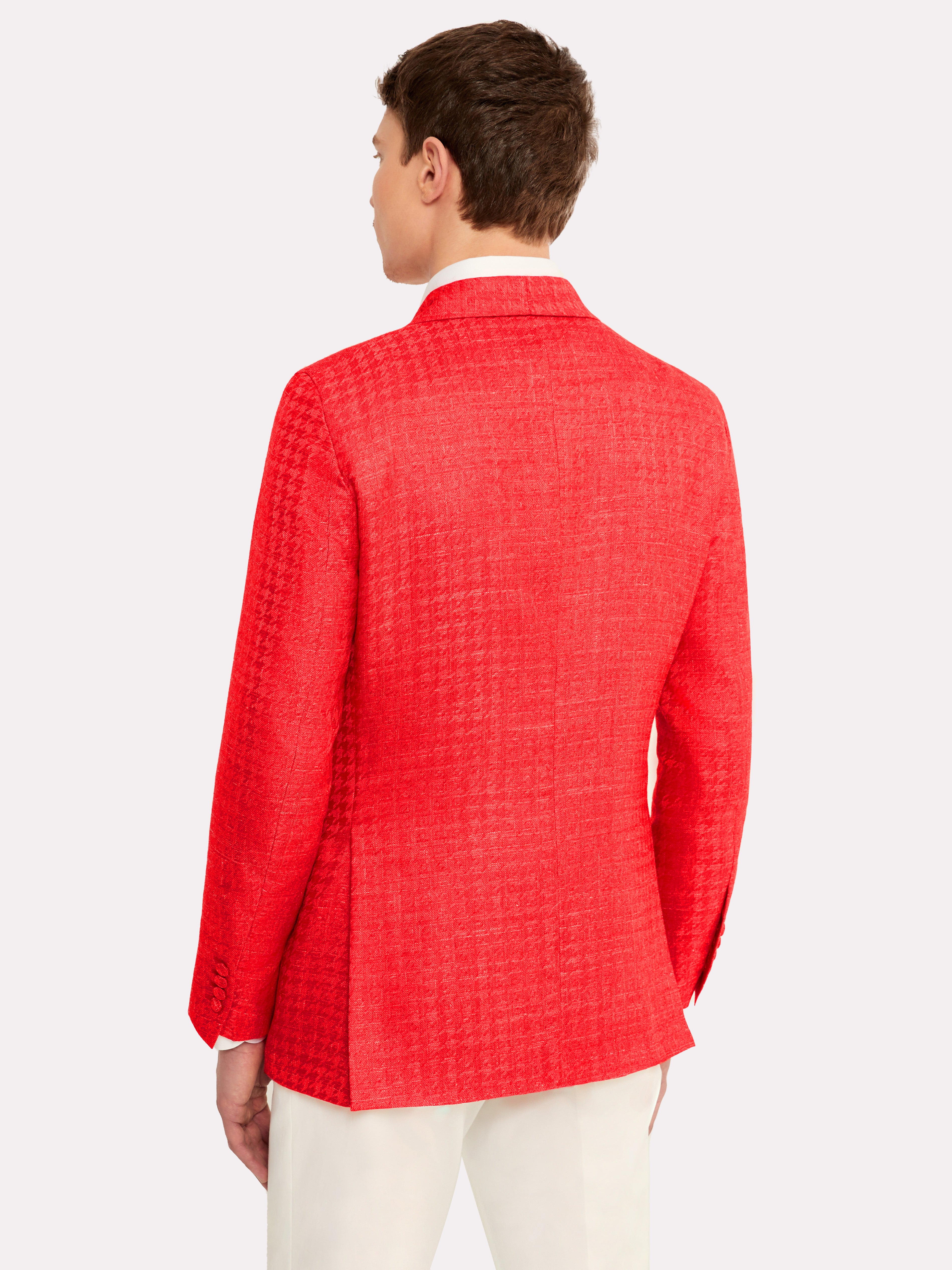 Cashmere and silk tuxedo jacket, Piacenza fabric, coral