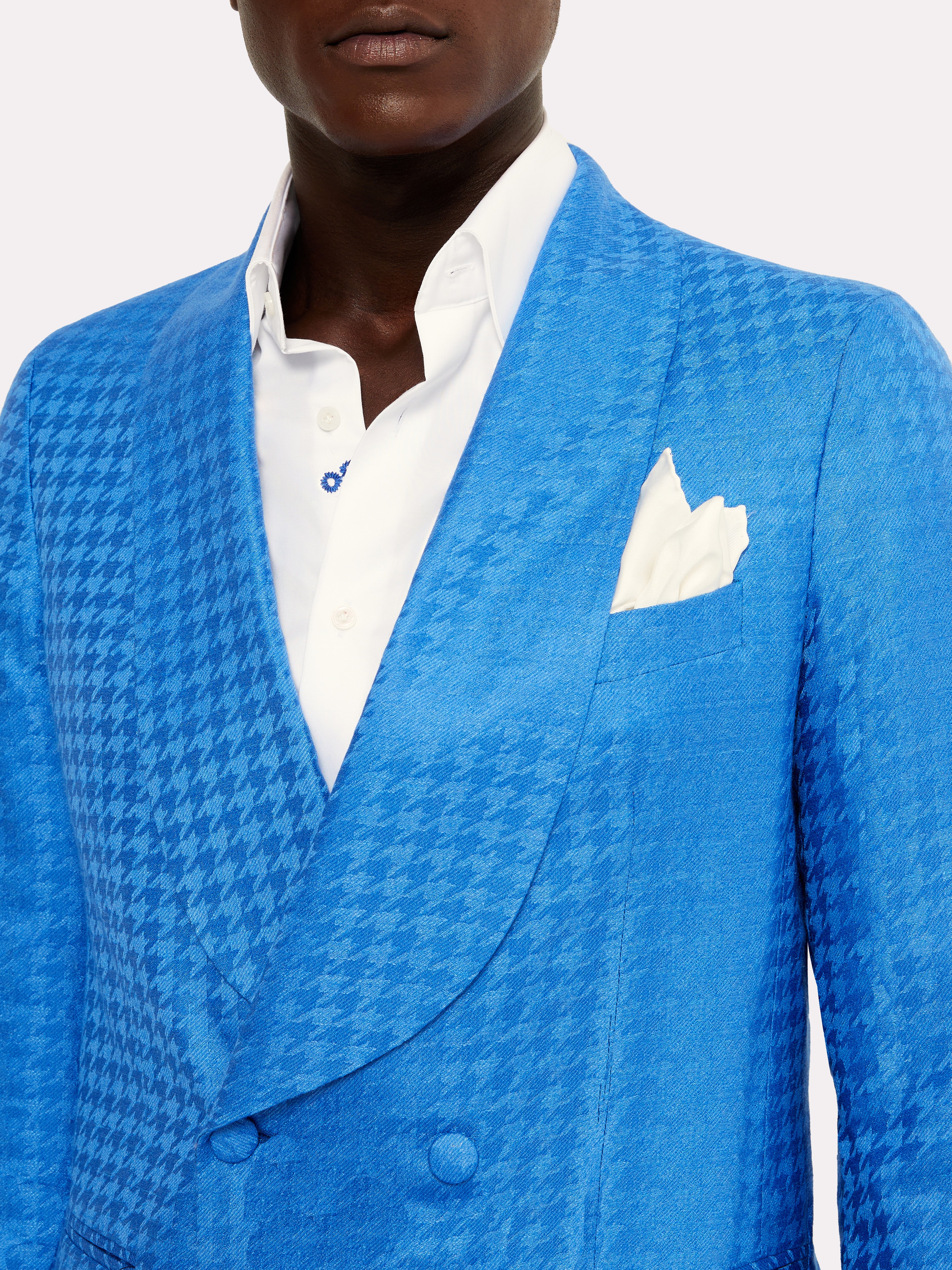 Cashmere and silk tuxedo jacket, Piacenza fabric, blue