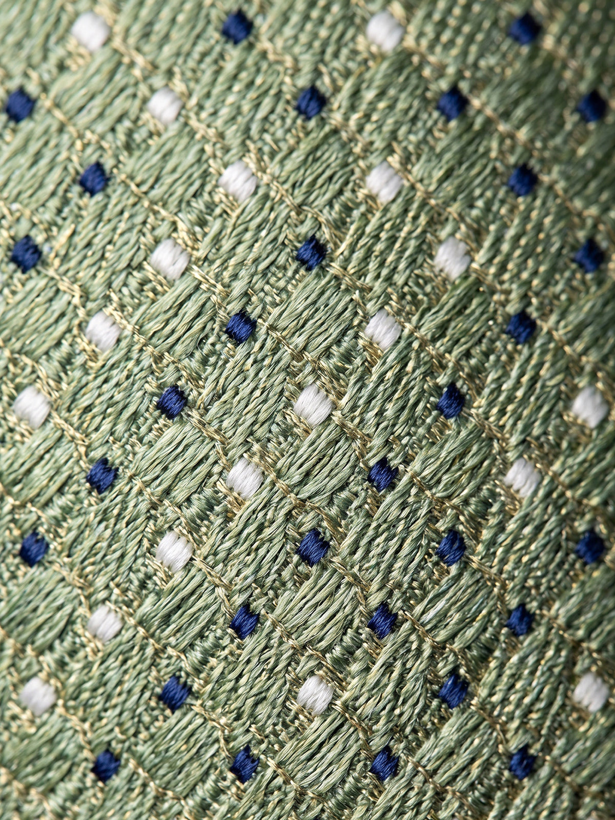 Cravata verde matase & bumbac imprimeu pin dot