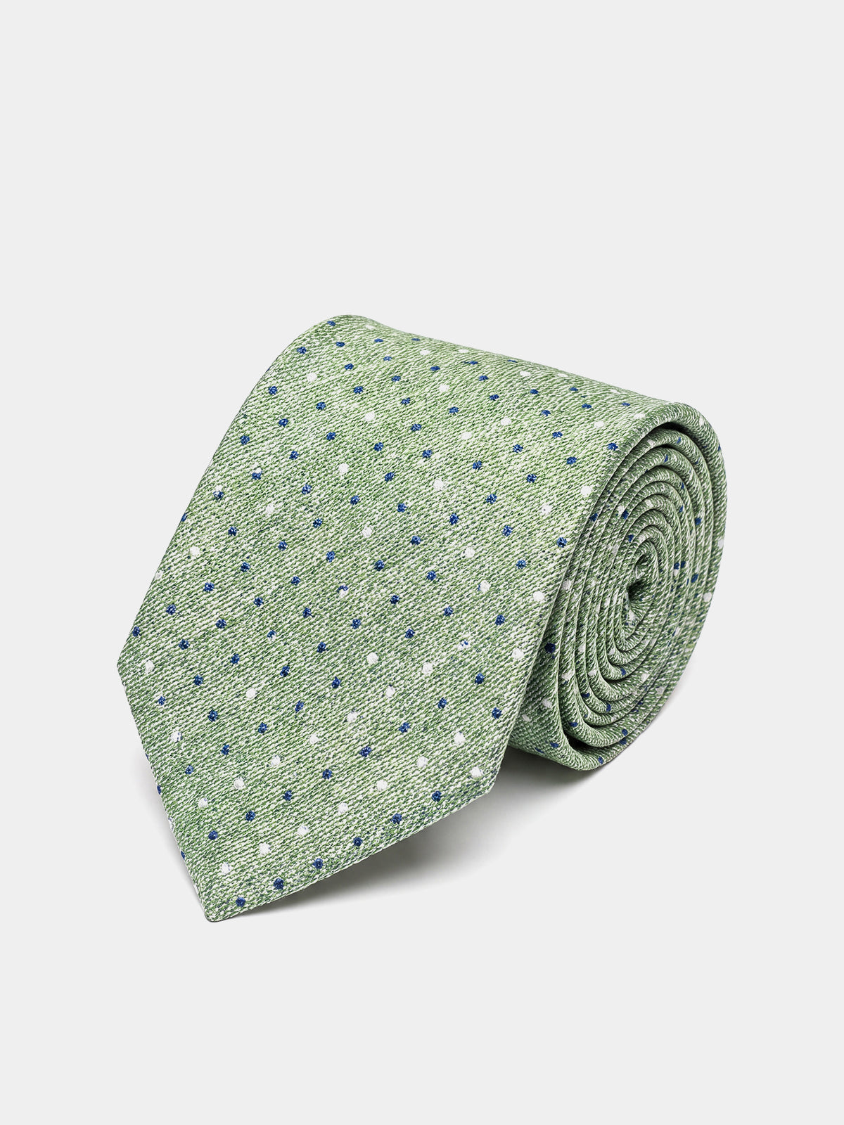Cravata verde matase & bumbac imprimeu pin dot