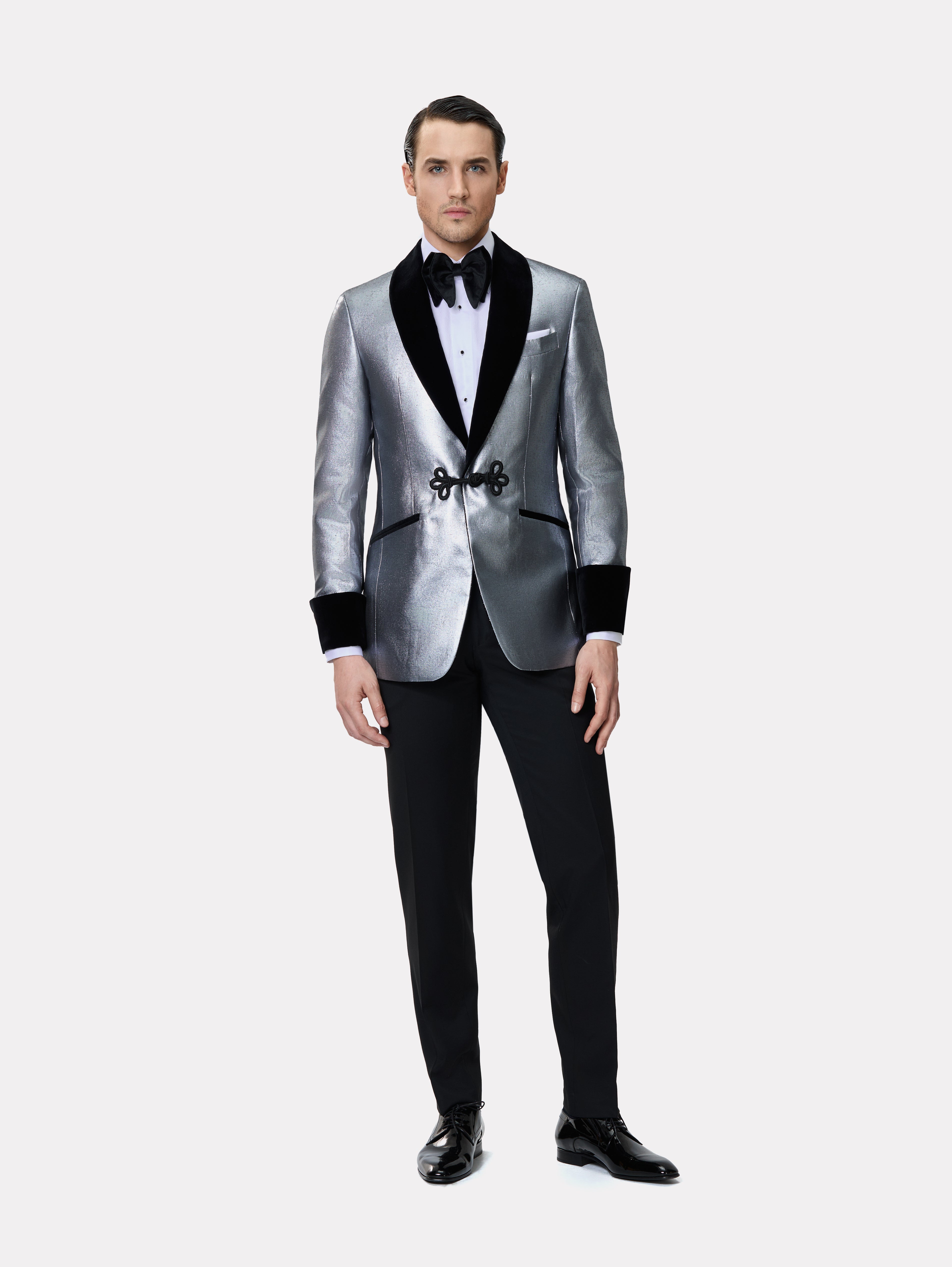 Sacou smoking made to measure gri metalizat
