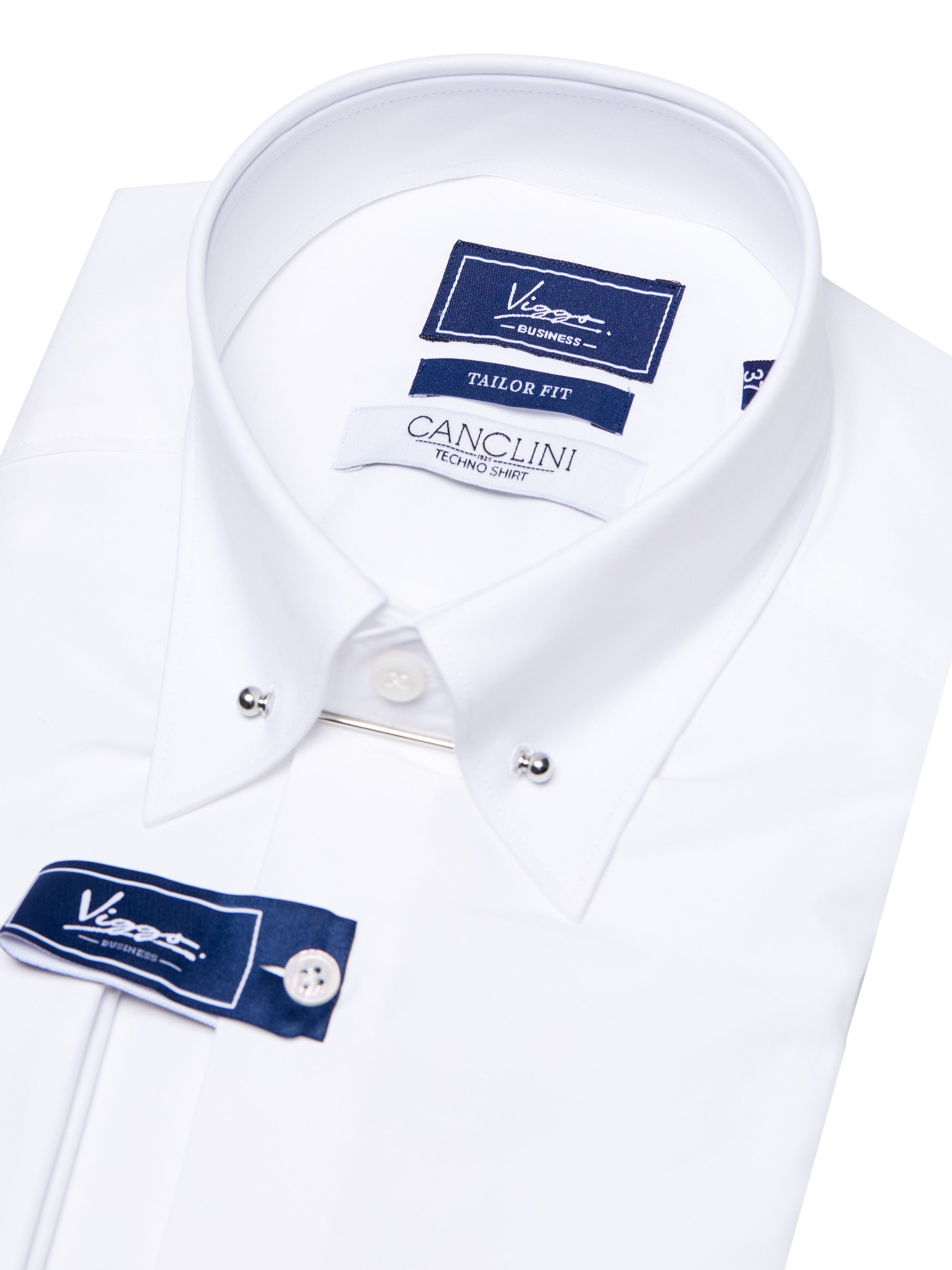 Business shirt with pin, button cuffs