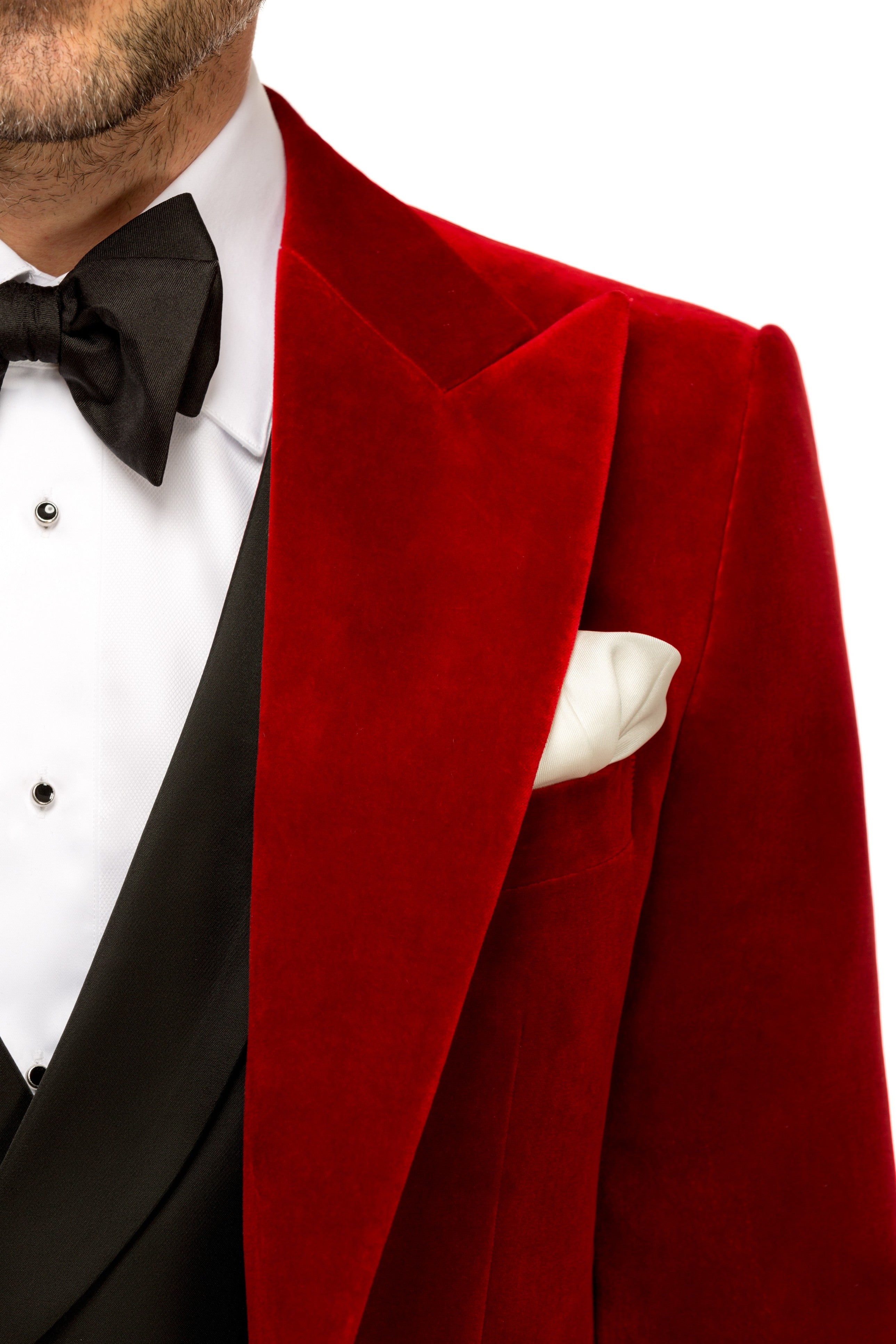 Red velvet tuxedo jacket