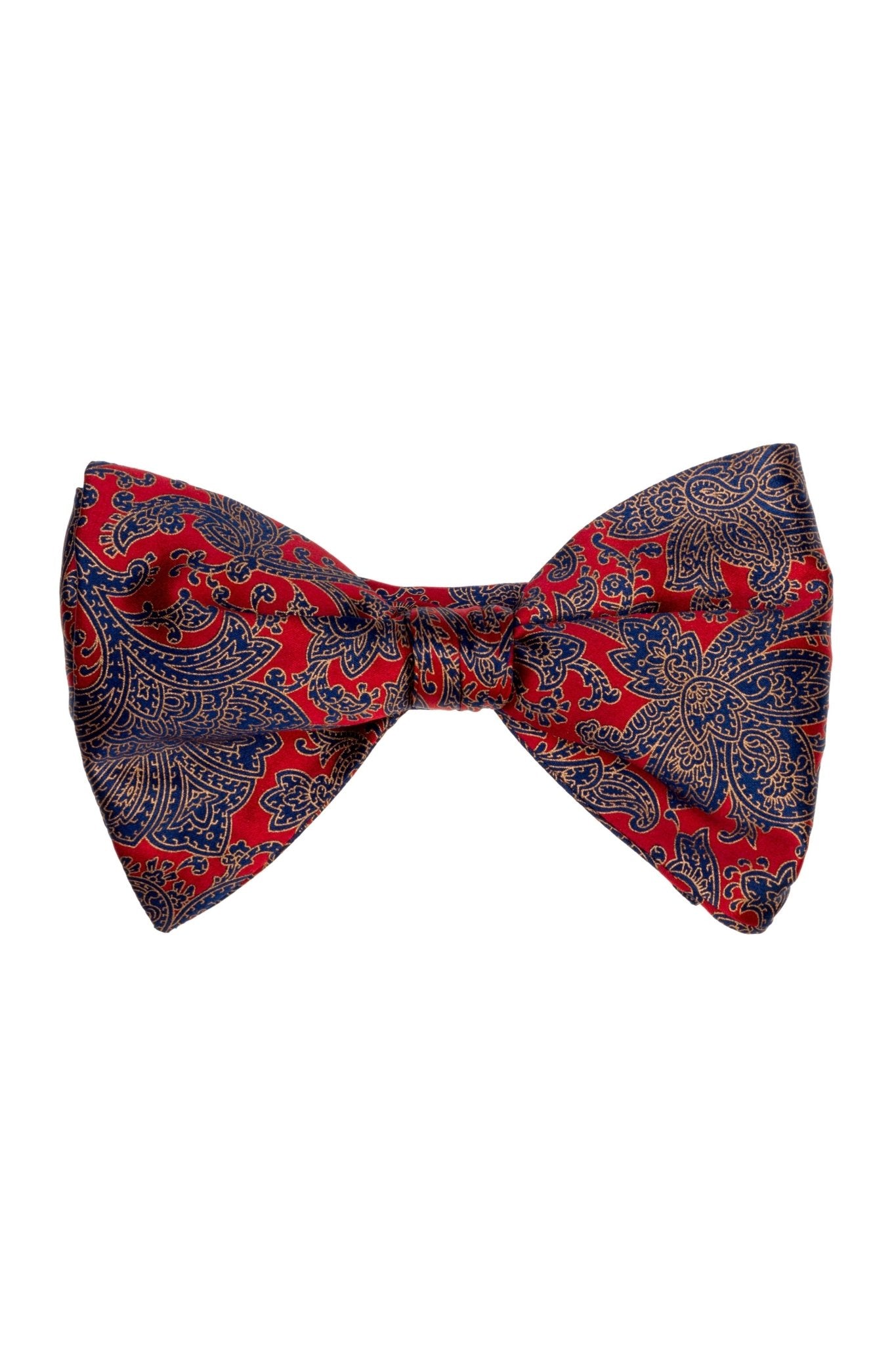 Roman Red Floral Bow - Tie - Traditional Hand Print - Viggo
