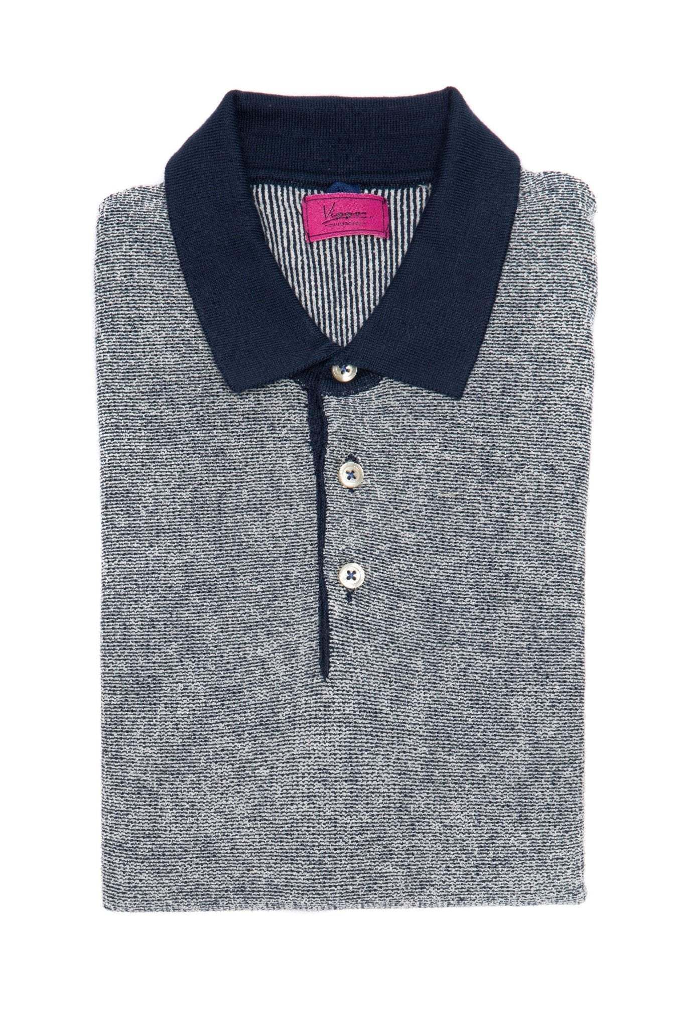 Navy blue casual t-shirt with white and polo collar