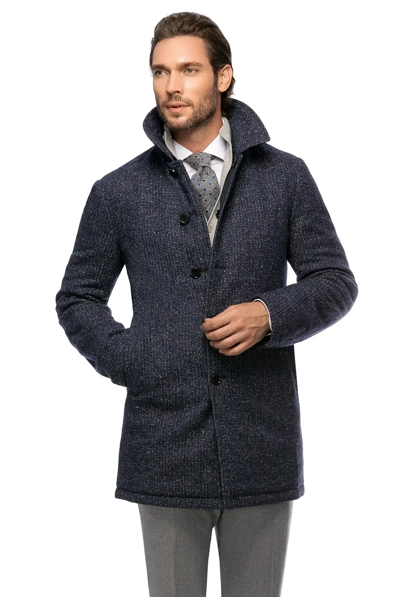 Navy Blue Double Front Coat