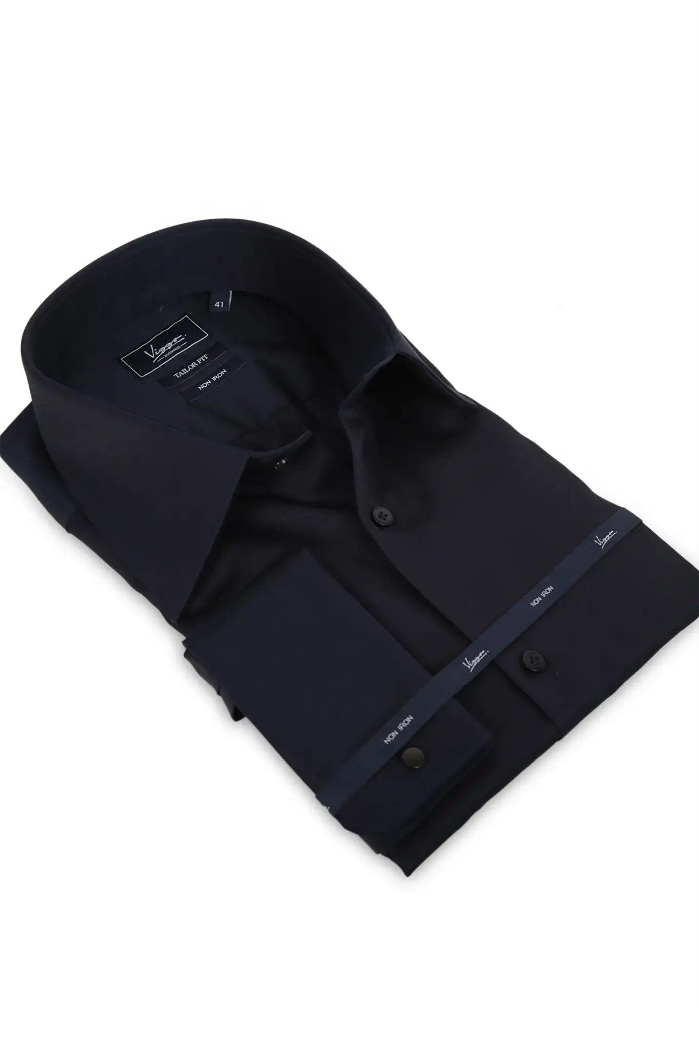 Camasa navy non iron, manseta de butoni