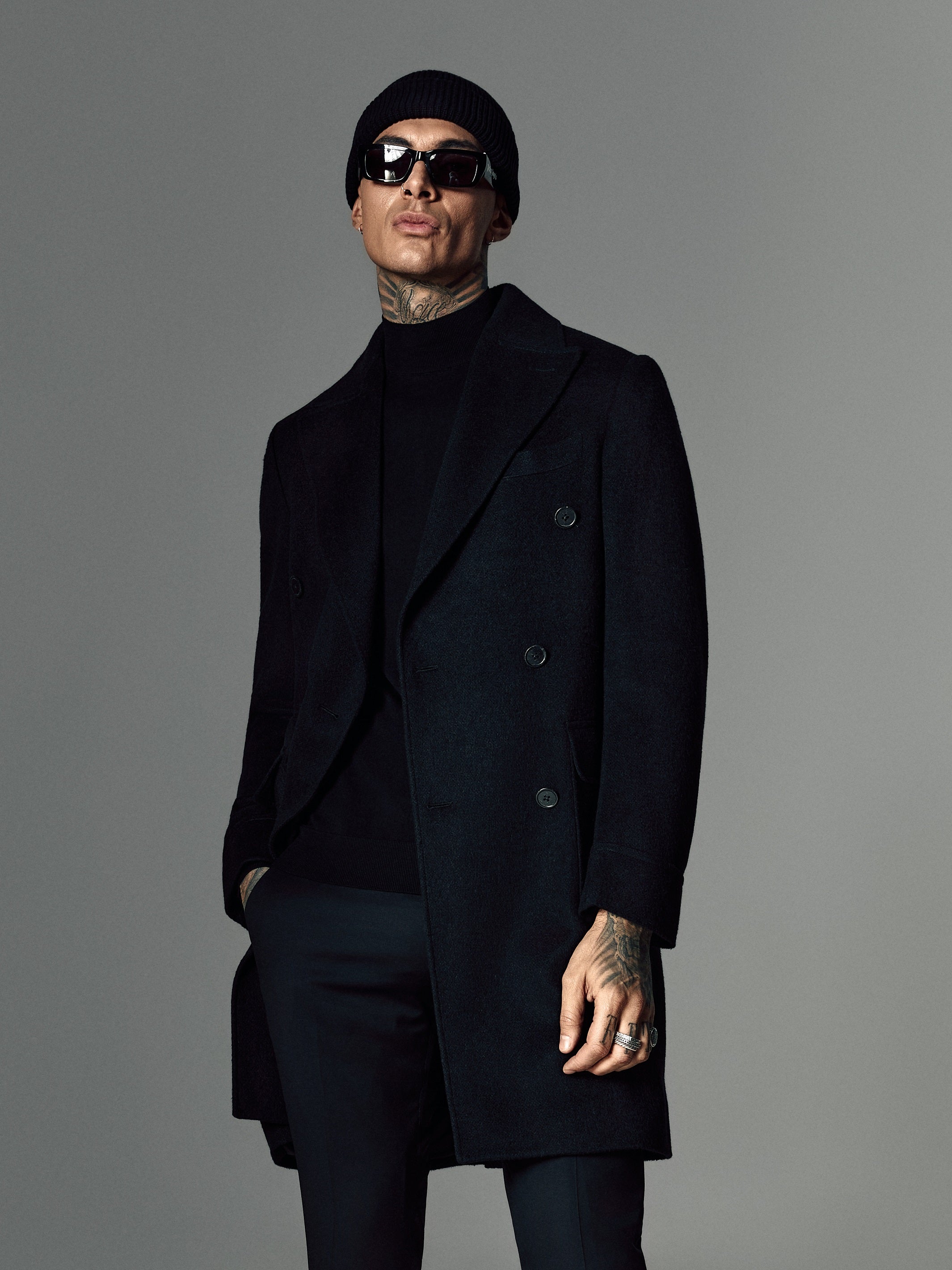 Black camel hair coat