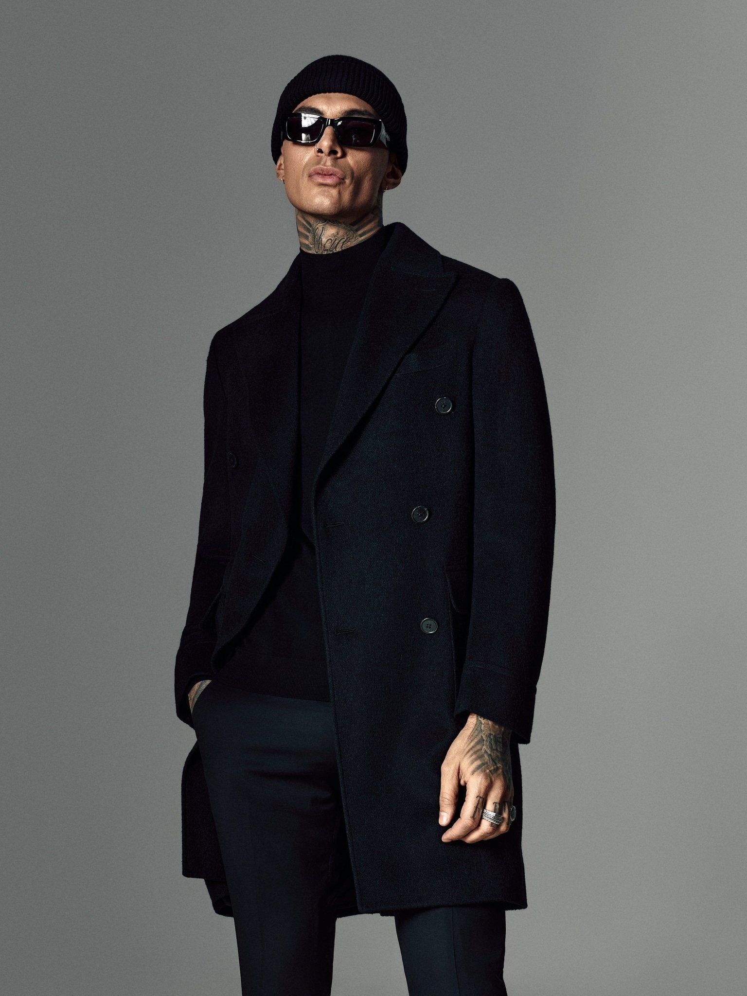 Palton negru din par de camila - Viggo