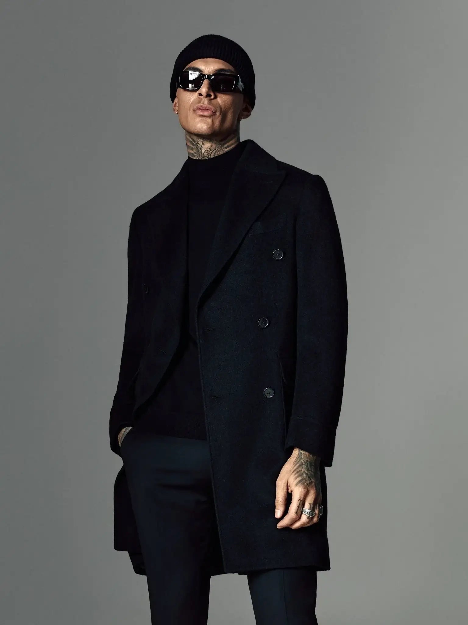 Palton negru din par de camila