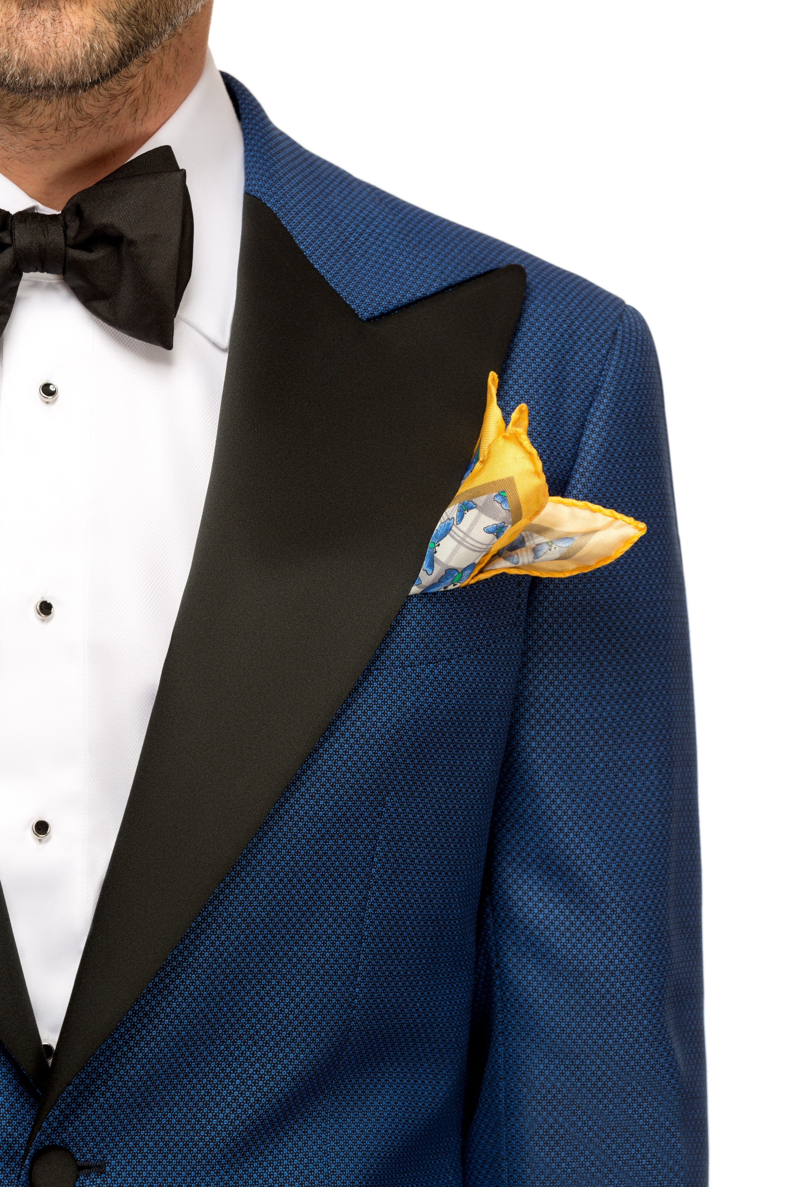 Navy tuxedo jacket with pointed lapel
