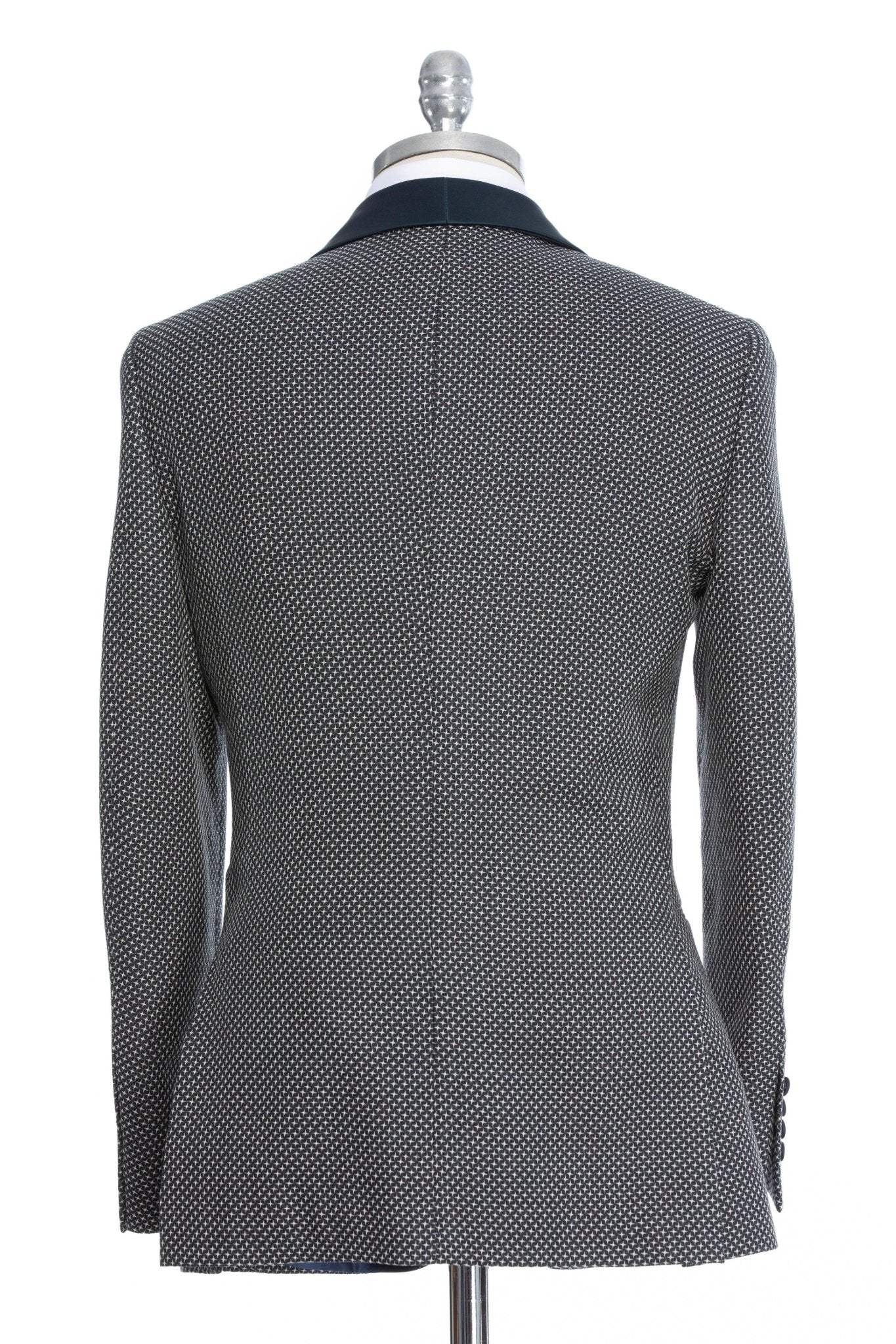 Sacou smoking bleumarin cu textura alba