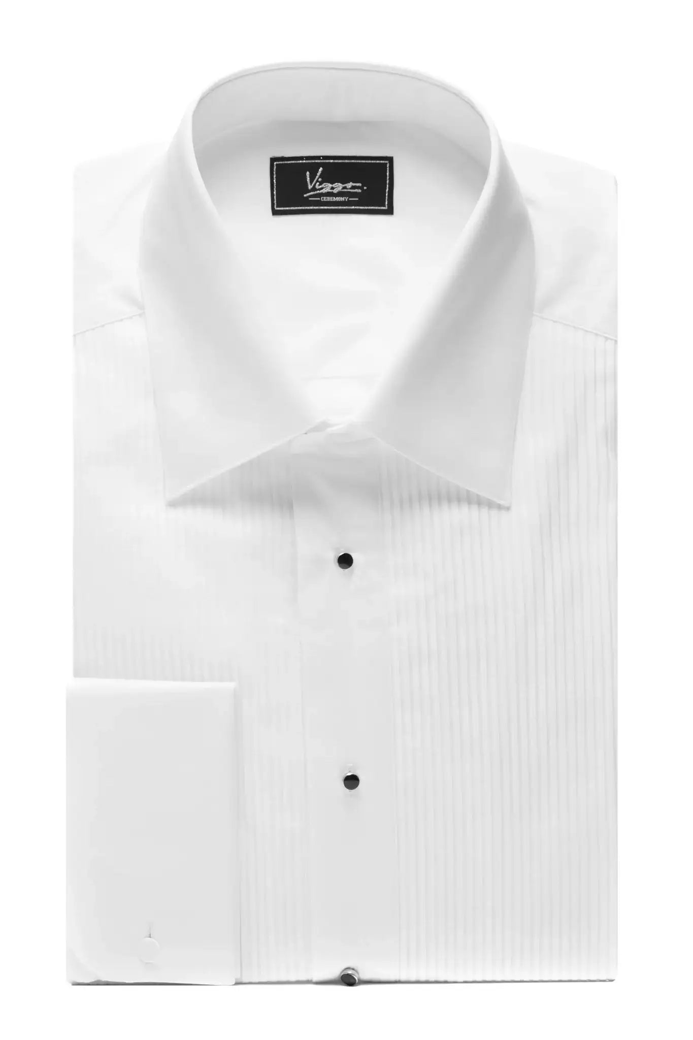 White tuxedo shirt with pleats