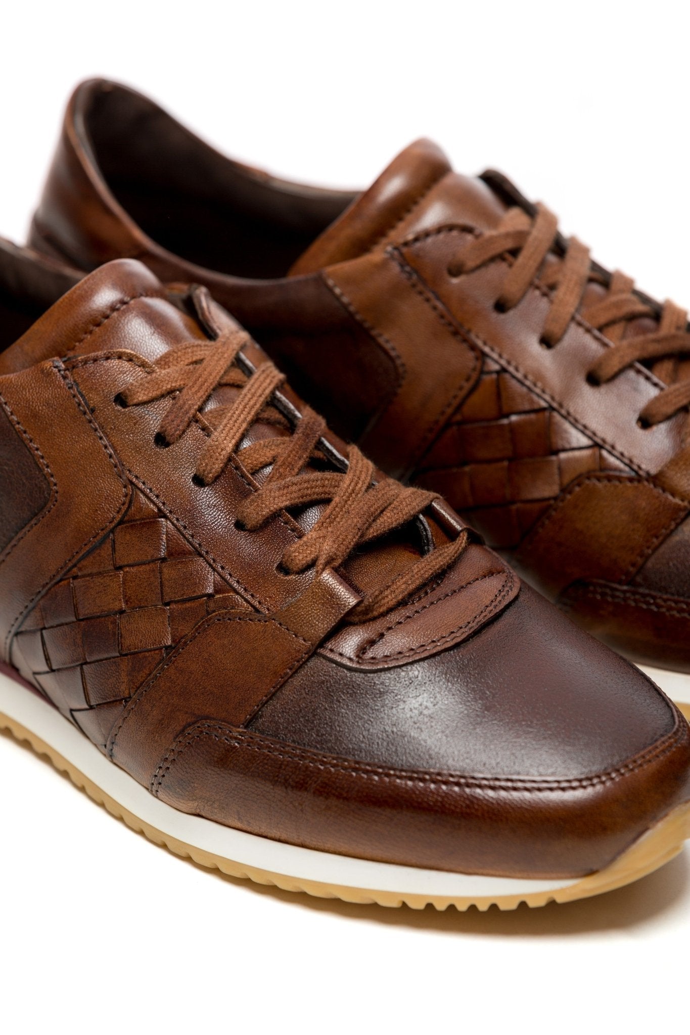 Pantofi Maron Piele Cu Impletitura - Viggo