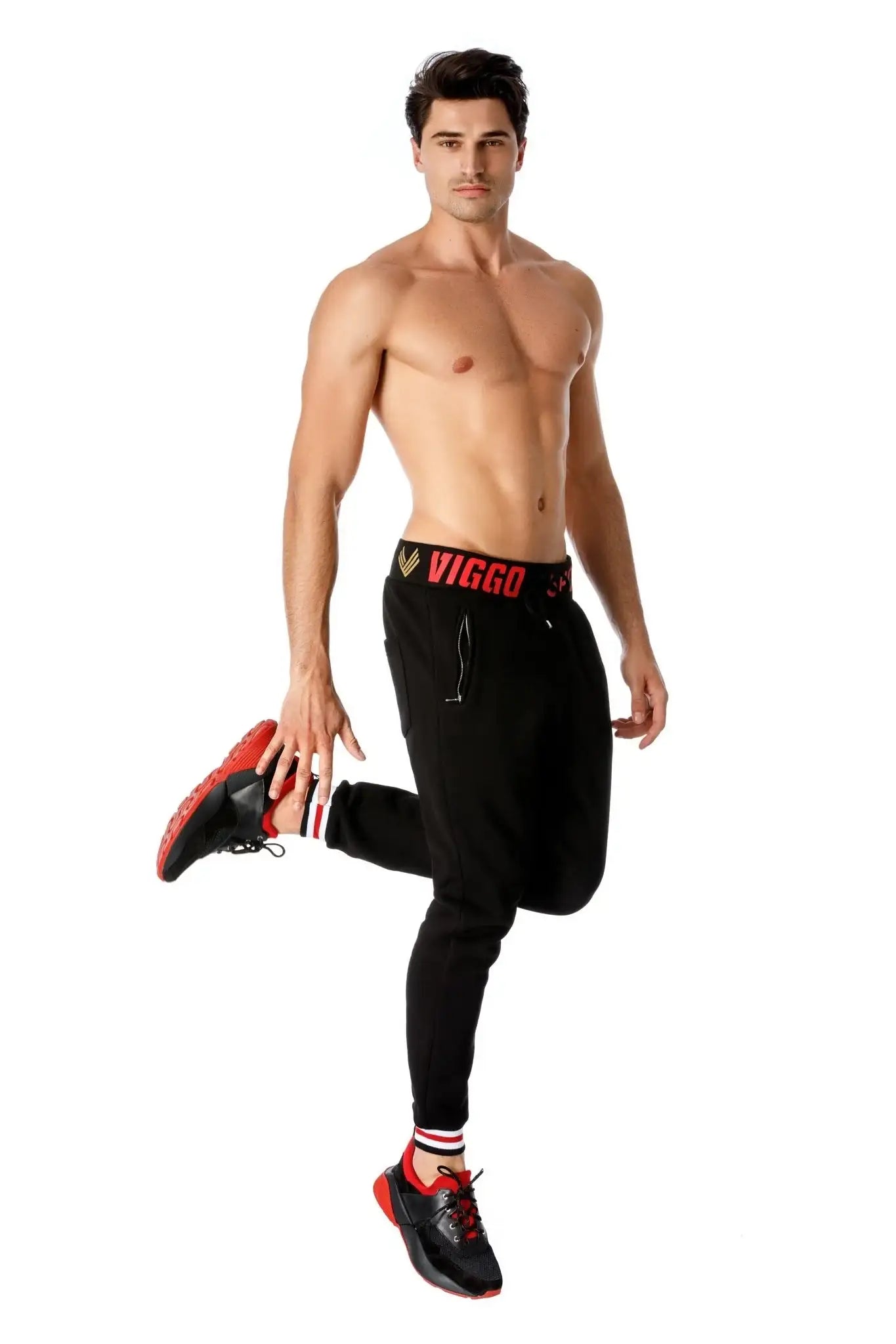 Pantalon Sport Negru Cu Rosu