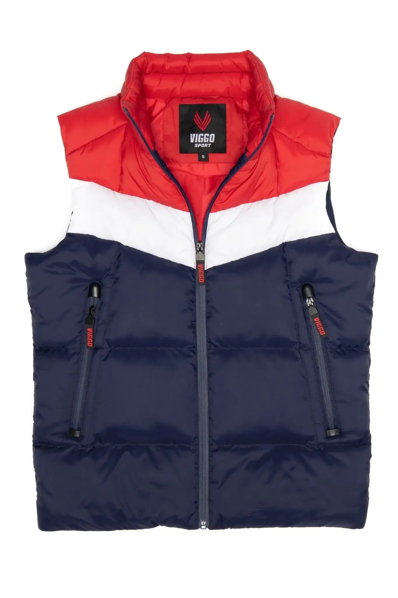 Navy Sport Vest With White And Red