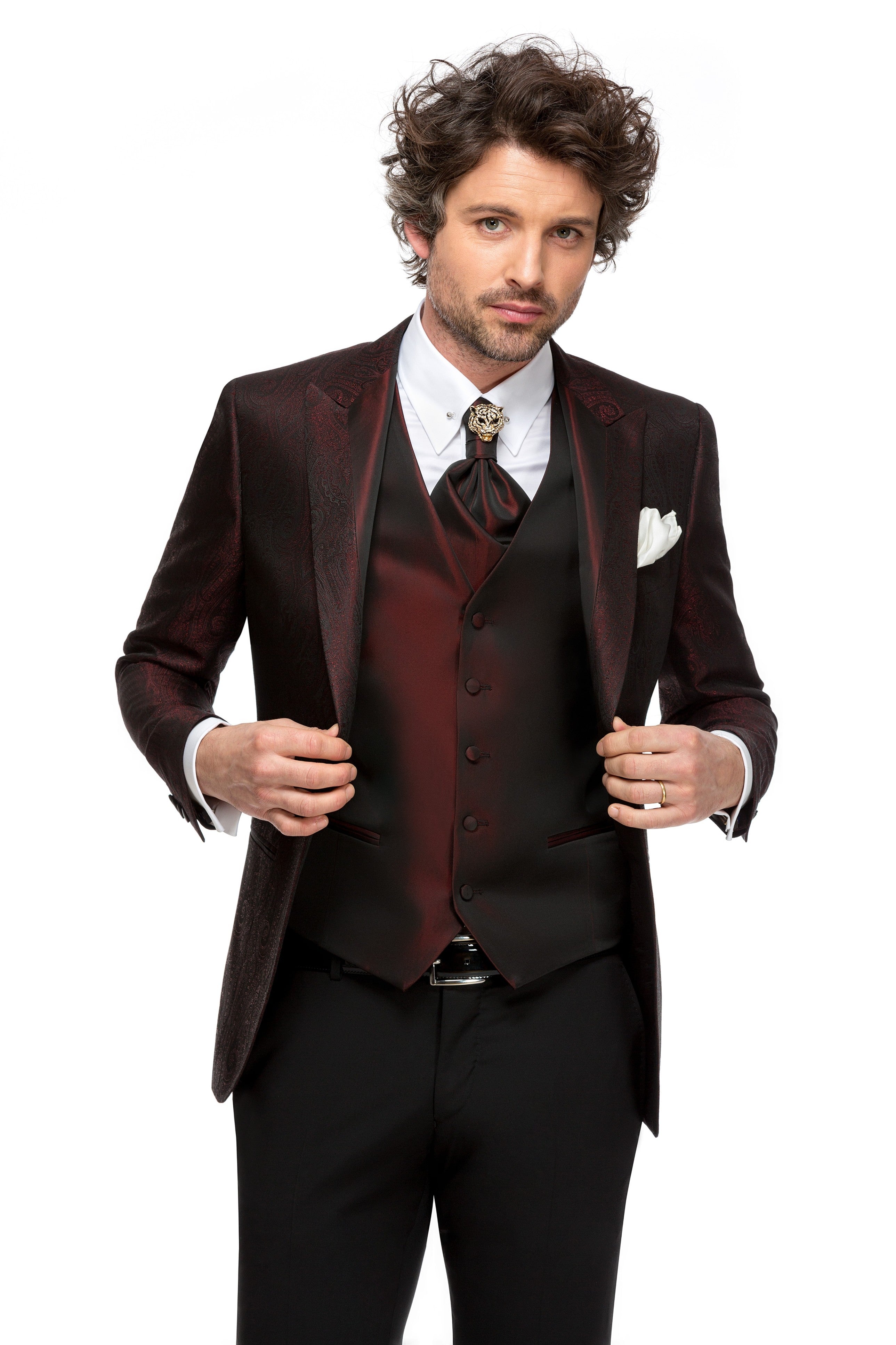 Sacou smoking jaquard paisley bordeaux