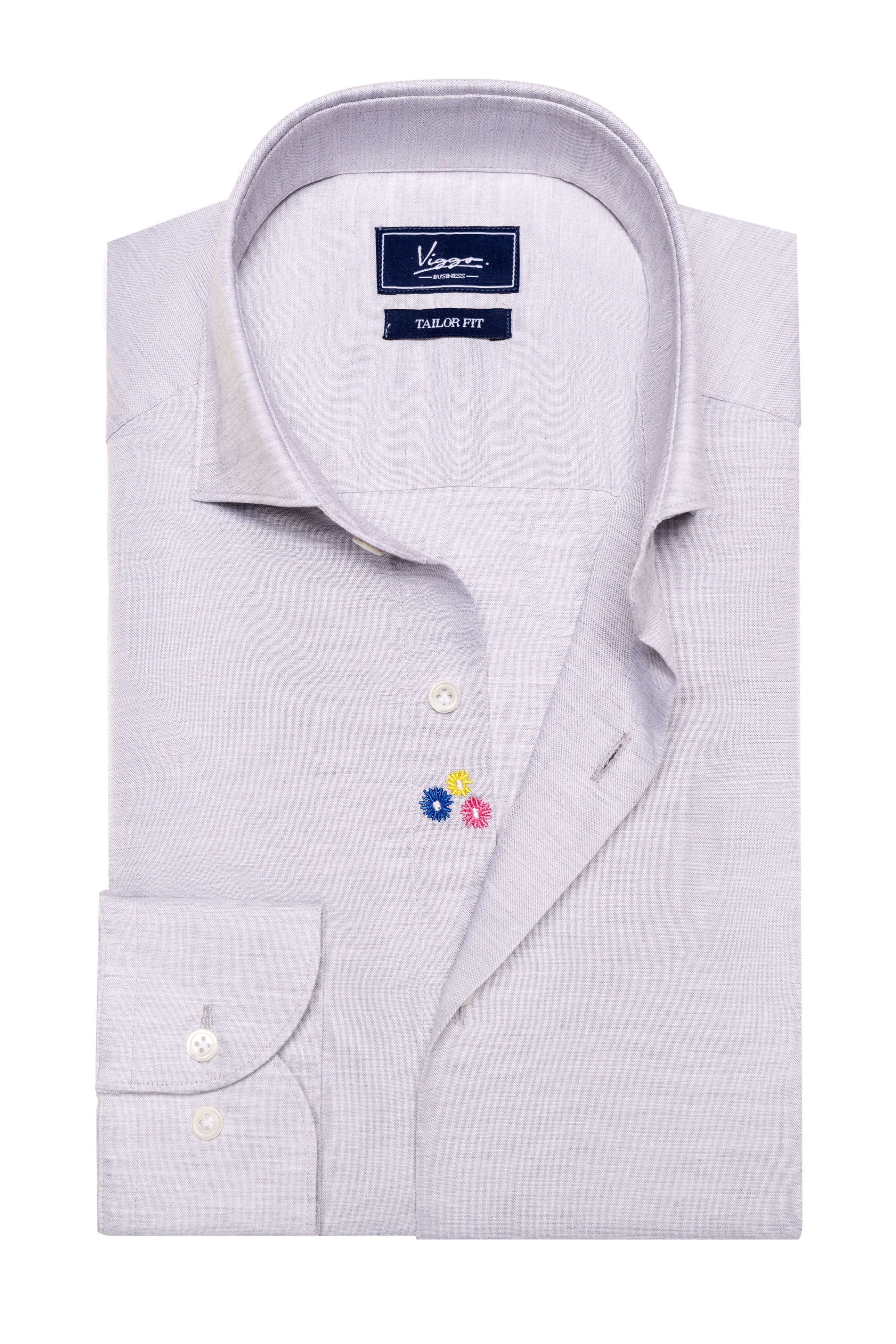 Camasa Gri Cu Broderie Multicolora