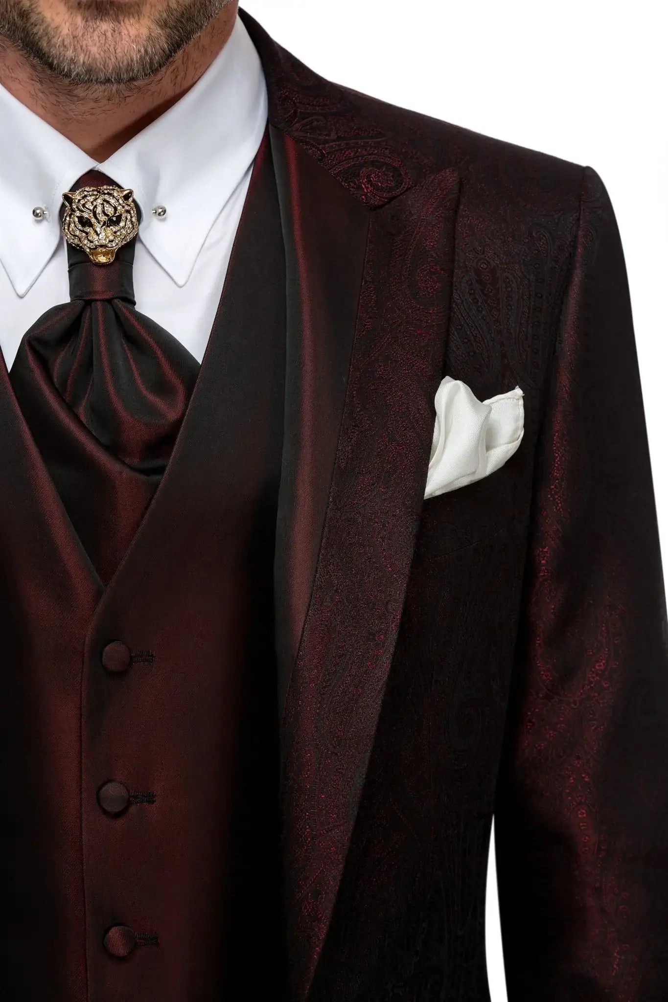 Sacou smoking jaquard paisley bordeaux