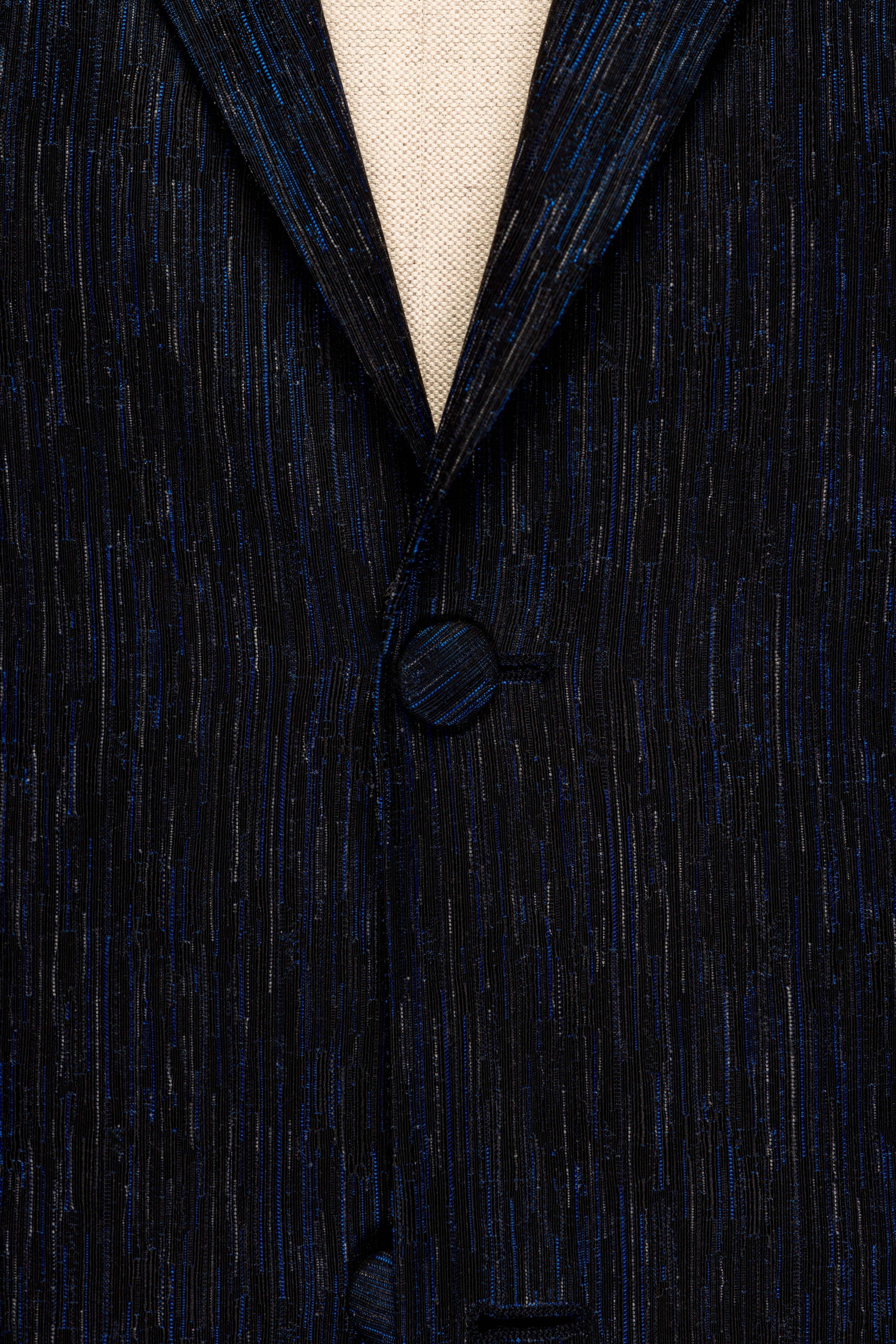 Textured blue tuxedo jacket