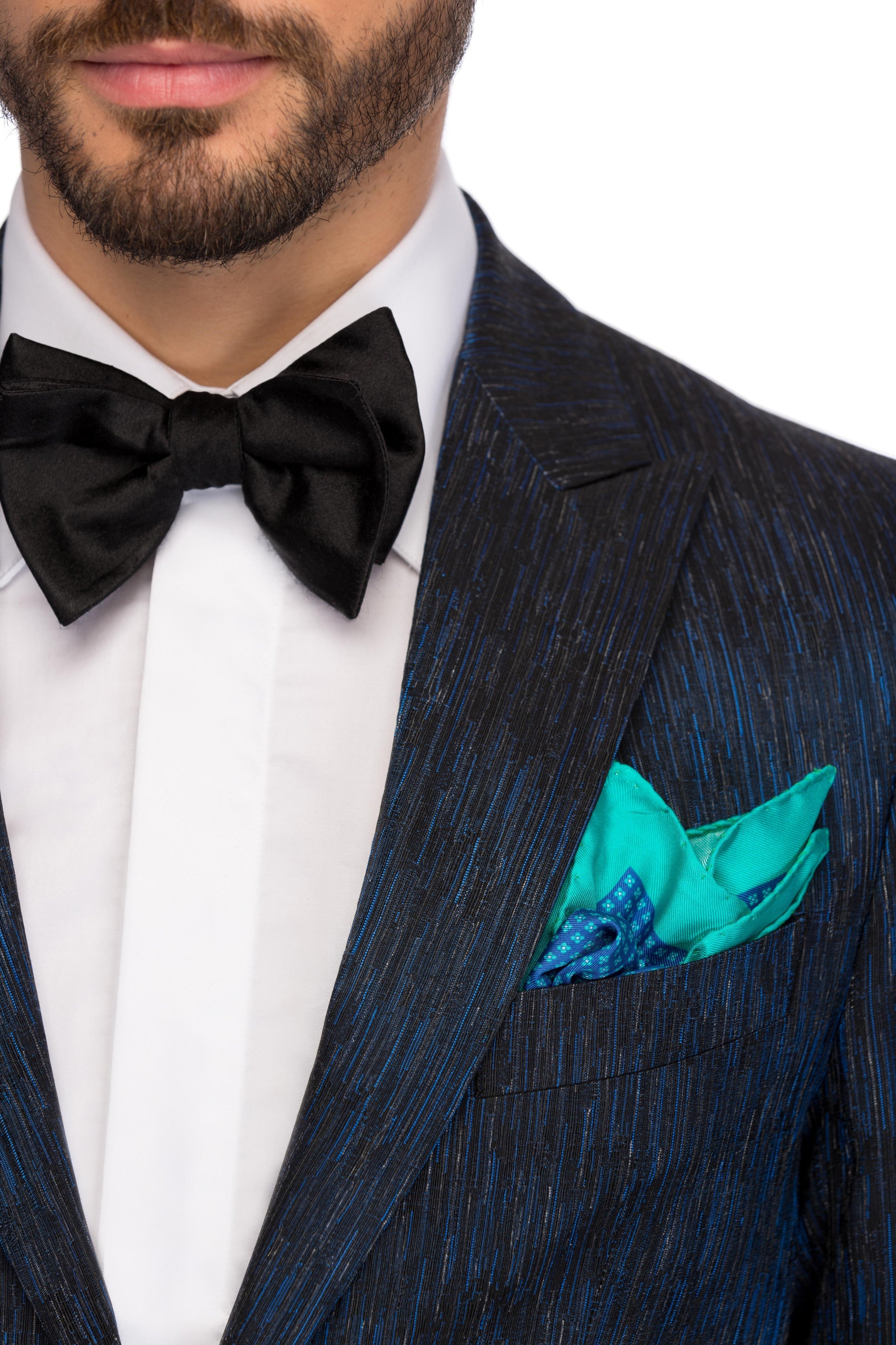 Textured blue tuxedo jacket