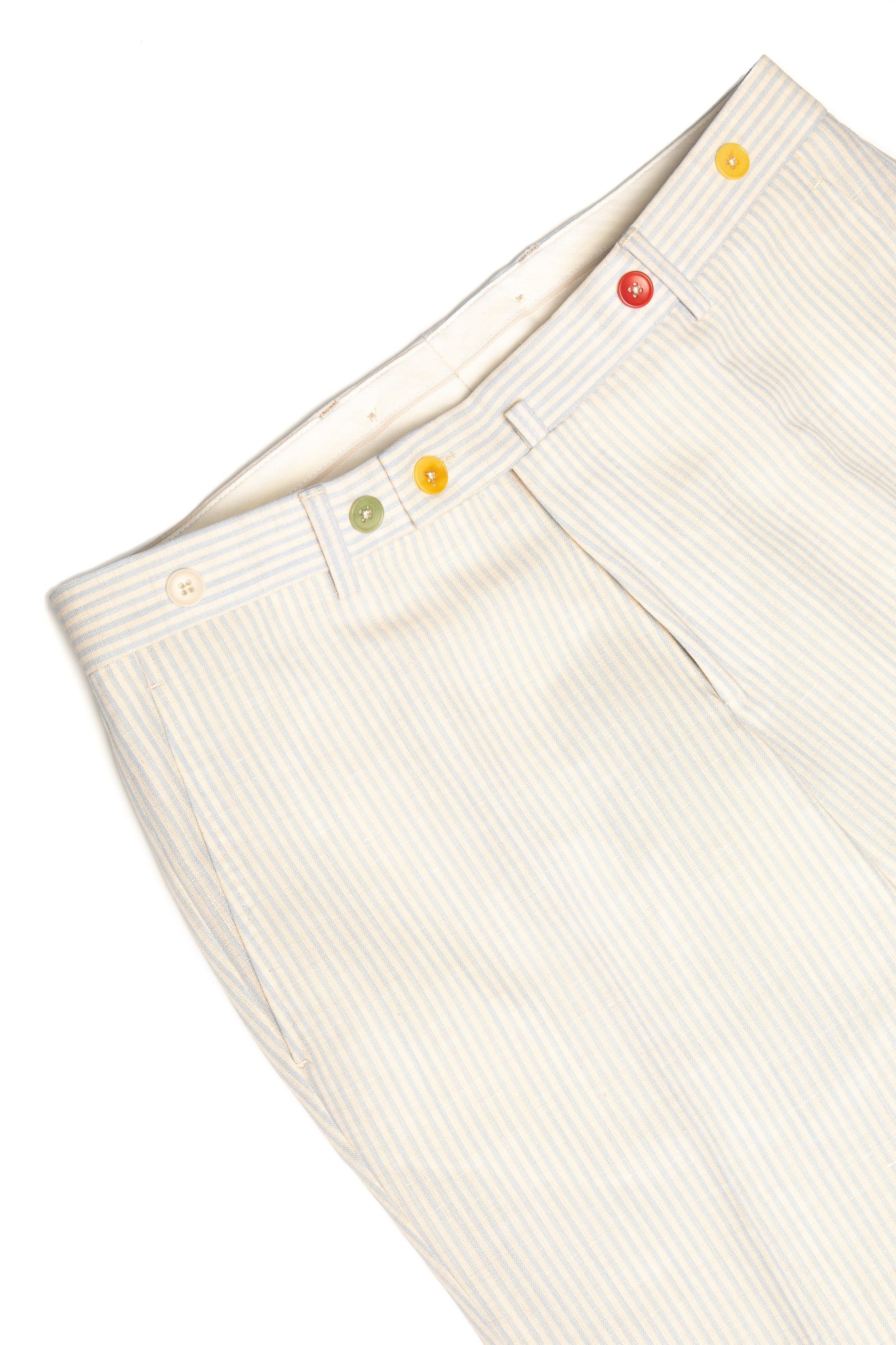 Pantalon Scurt Casual Crem Cu Dungi Bleu