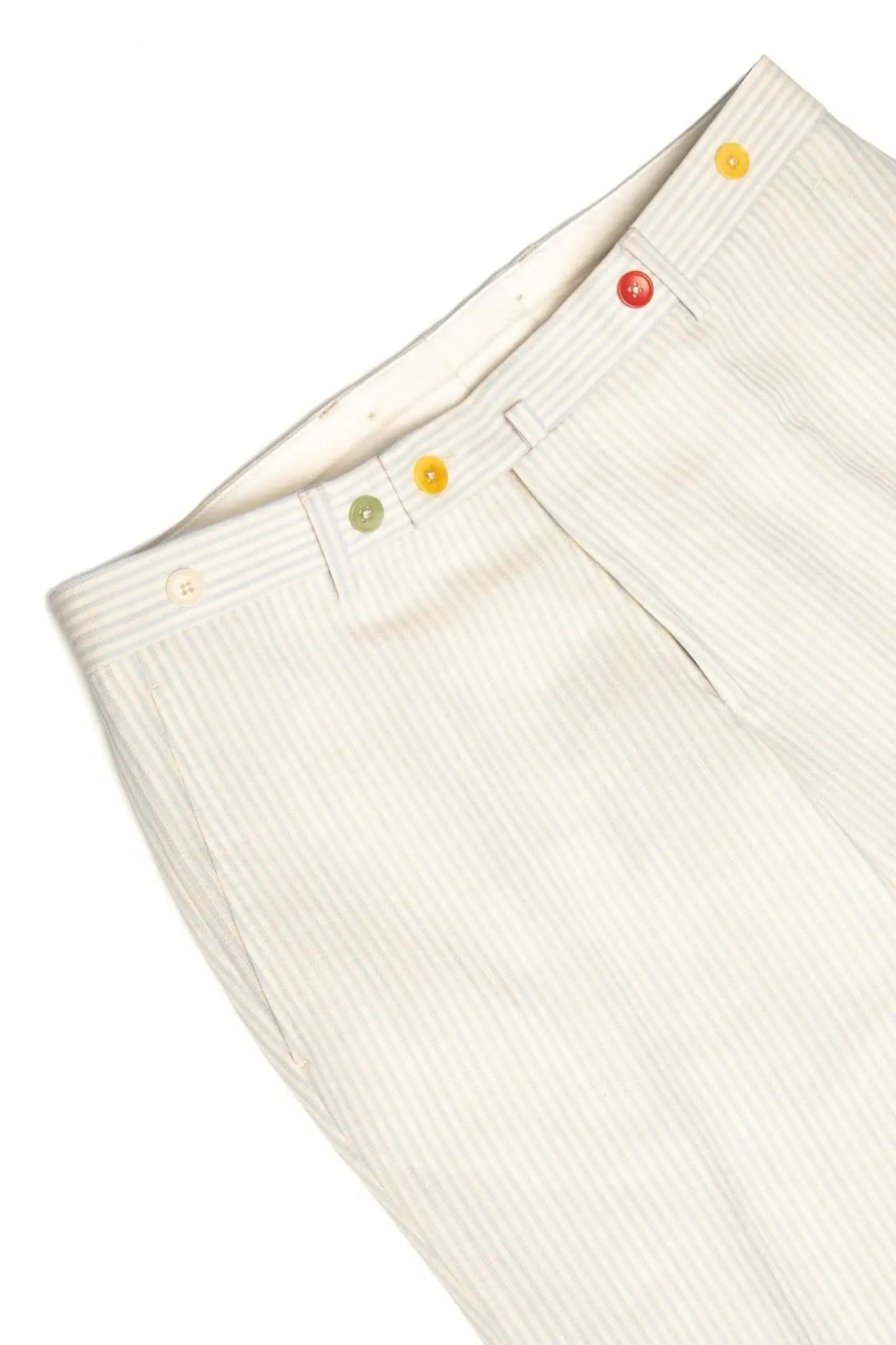 Pantalon Scurt Casual Crem Cu Dungi Bleu