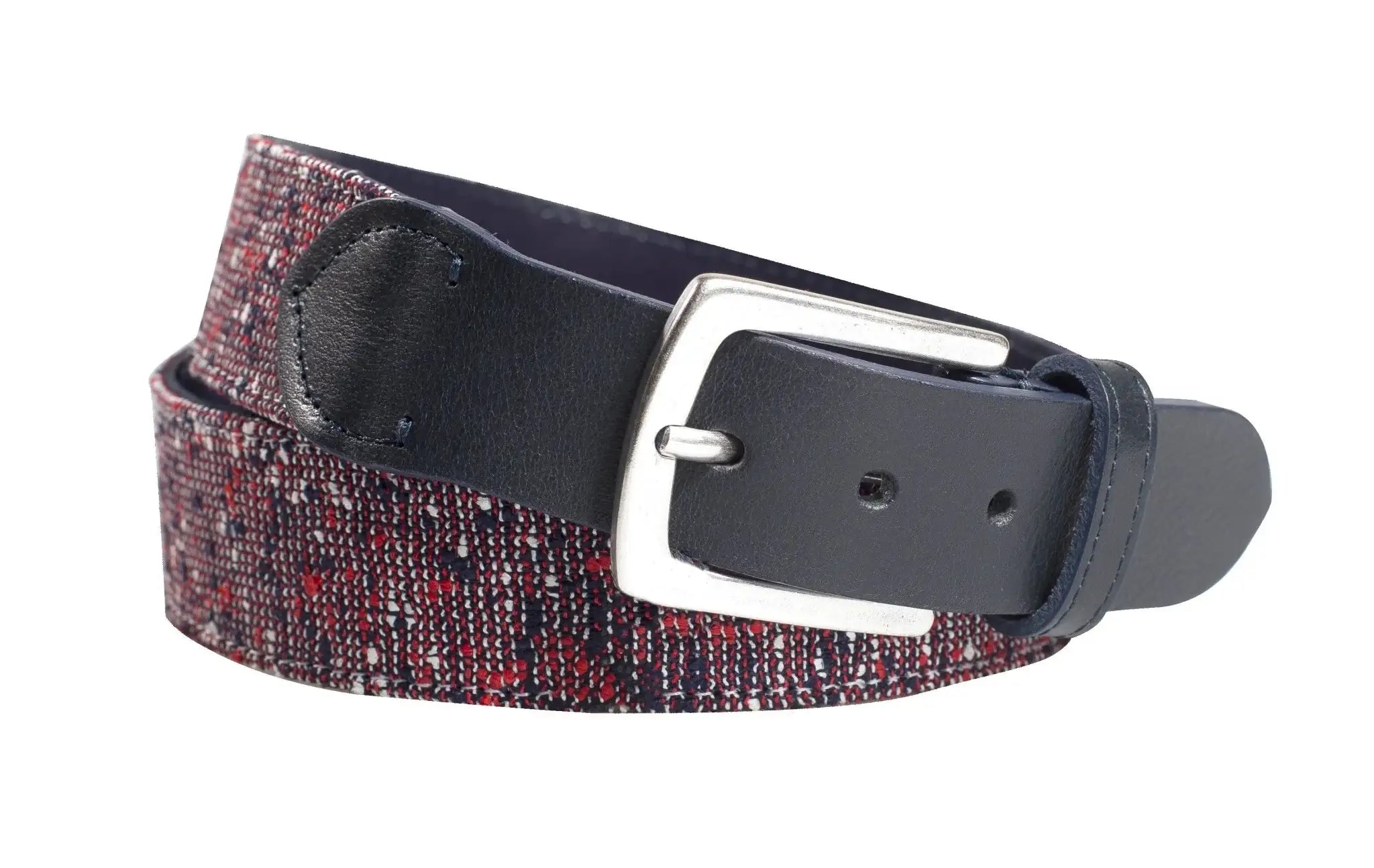 Navy Blue With Red Textured Belt