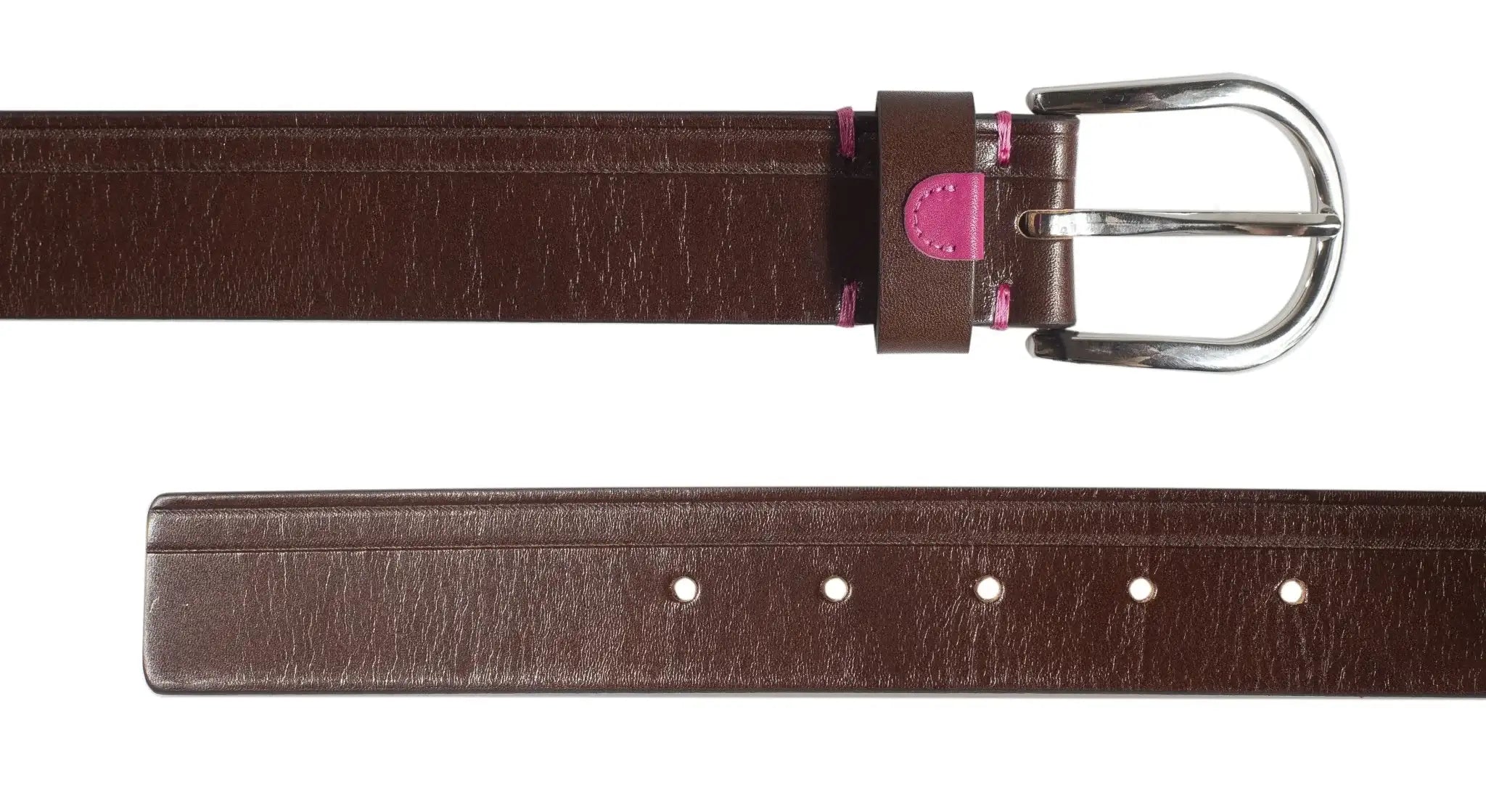 Brown Leather Belt Pink Detail