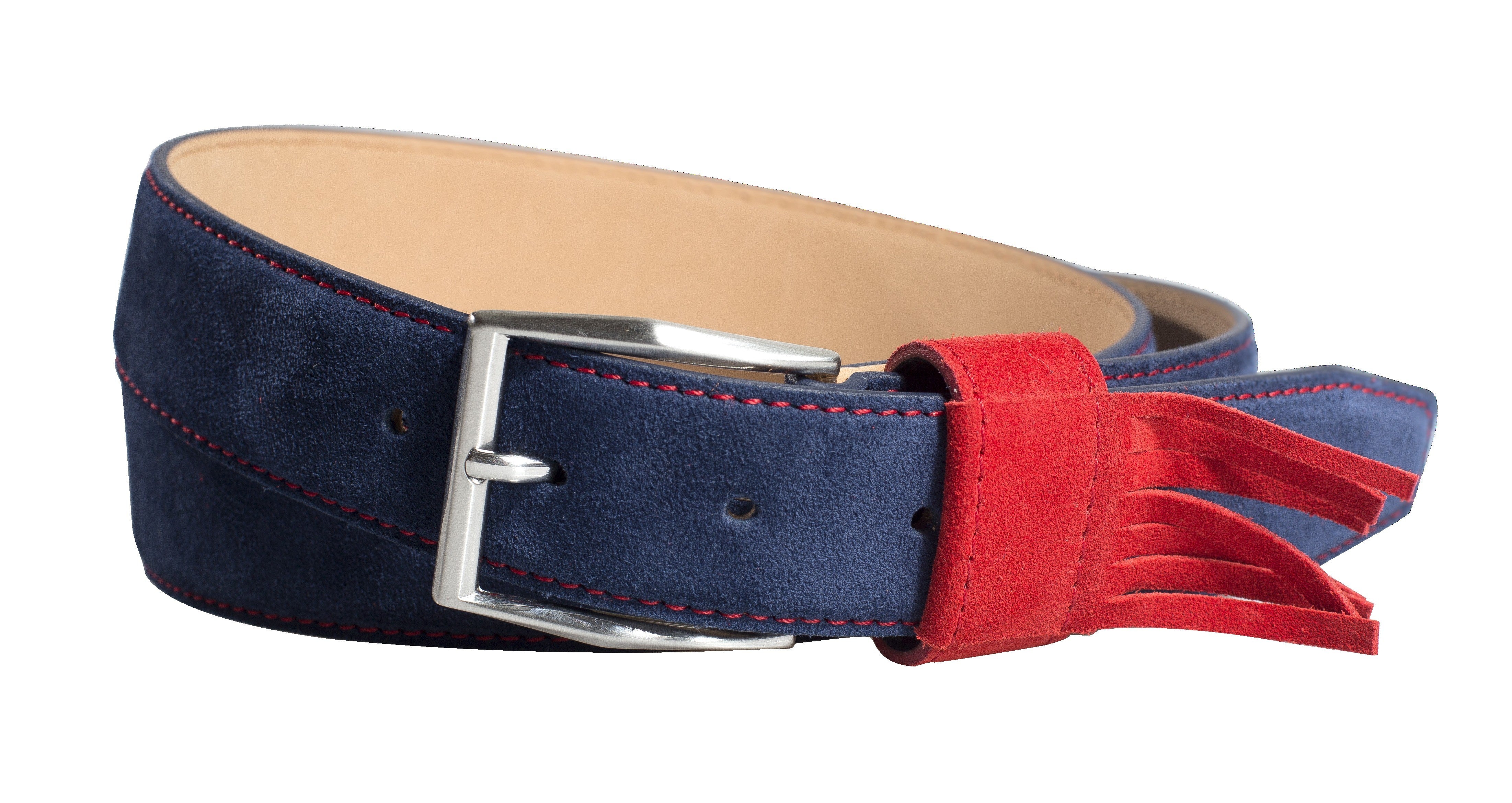 Blue Fringe Leather Belt