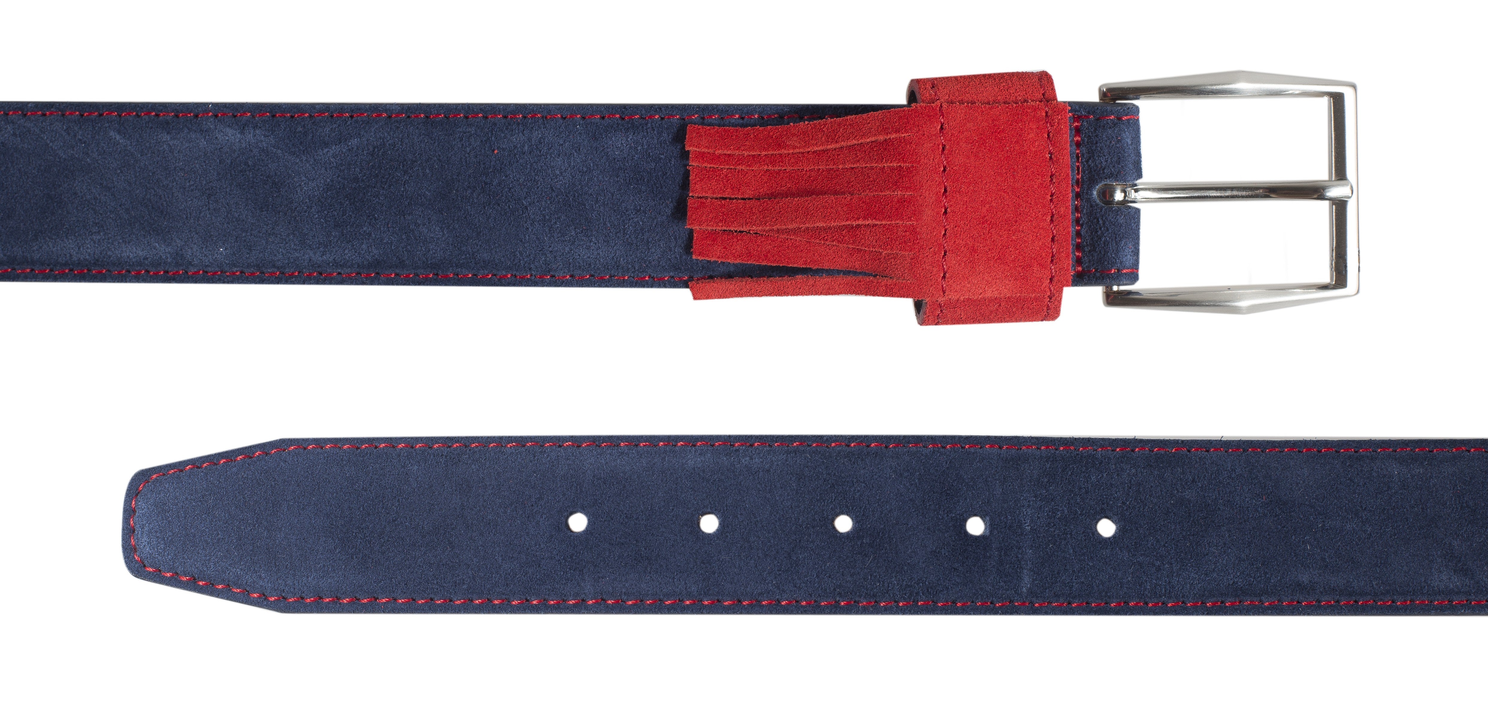 Blue Fringe Leather Belt