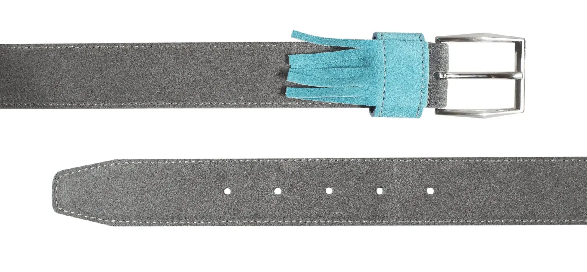 Fringe Gray Leather Belt