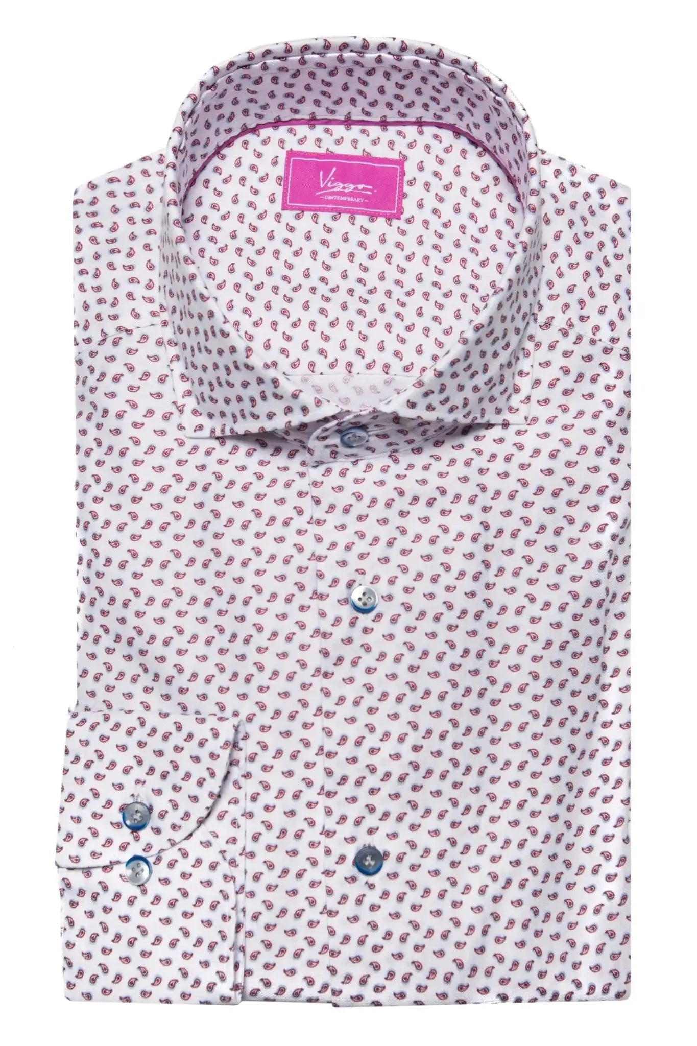 Camasa Alba Cu Imprimeu Paisley Rosu