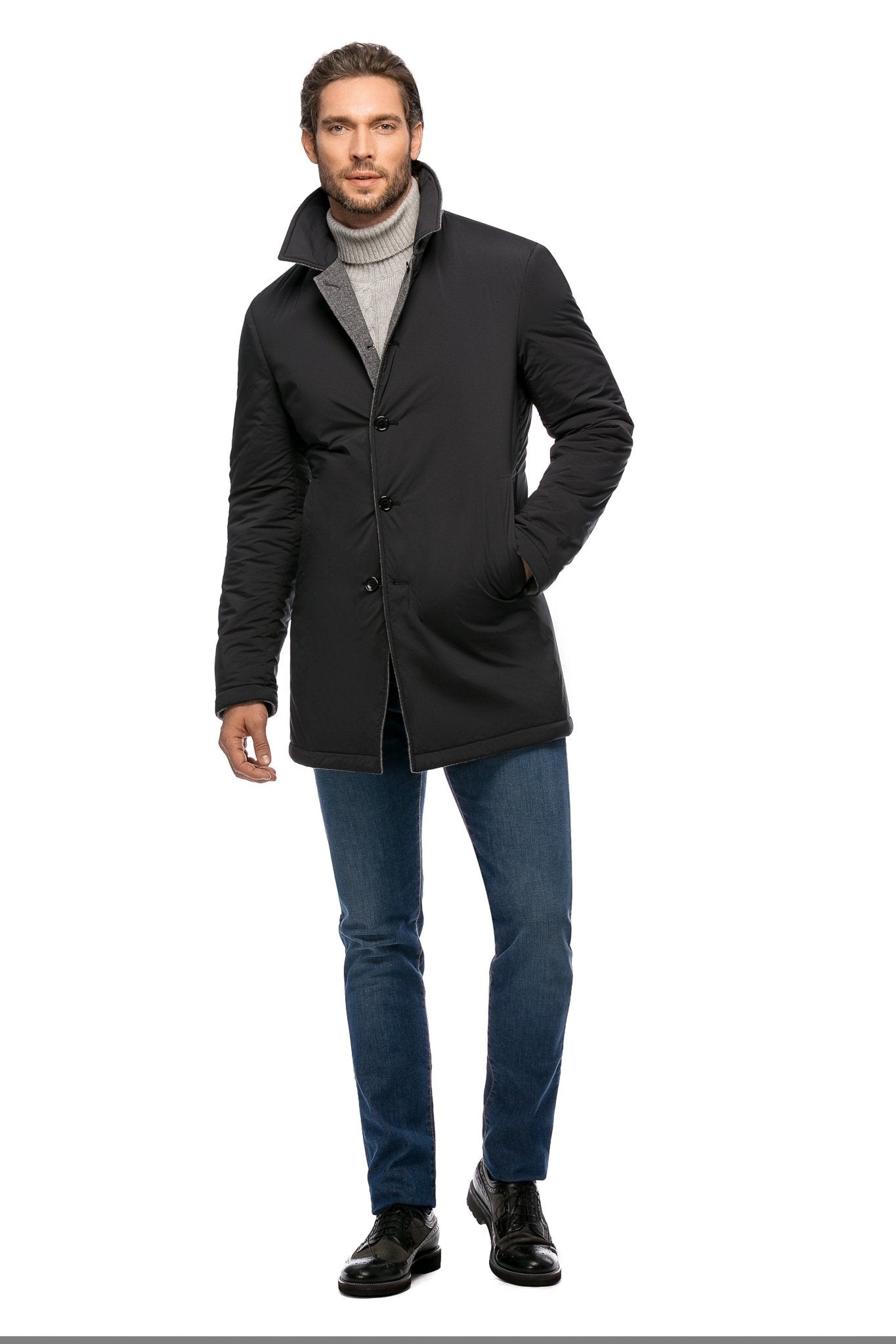 Palton Cu Fata Dubla Gri - Viggo