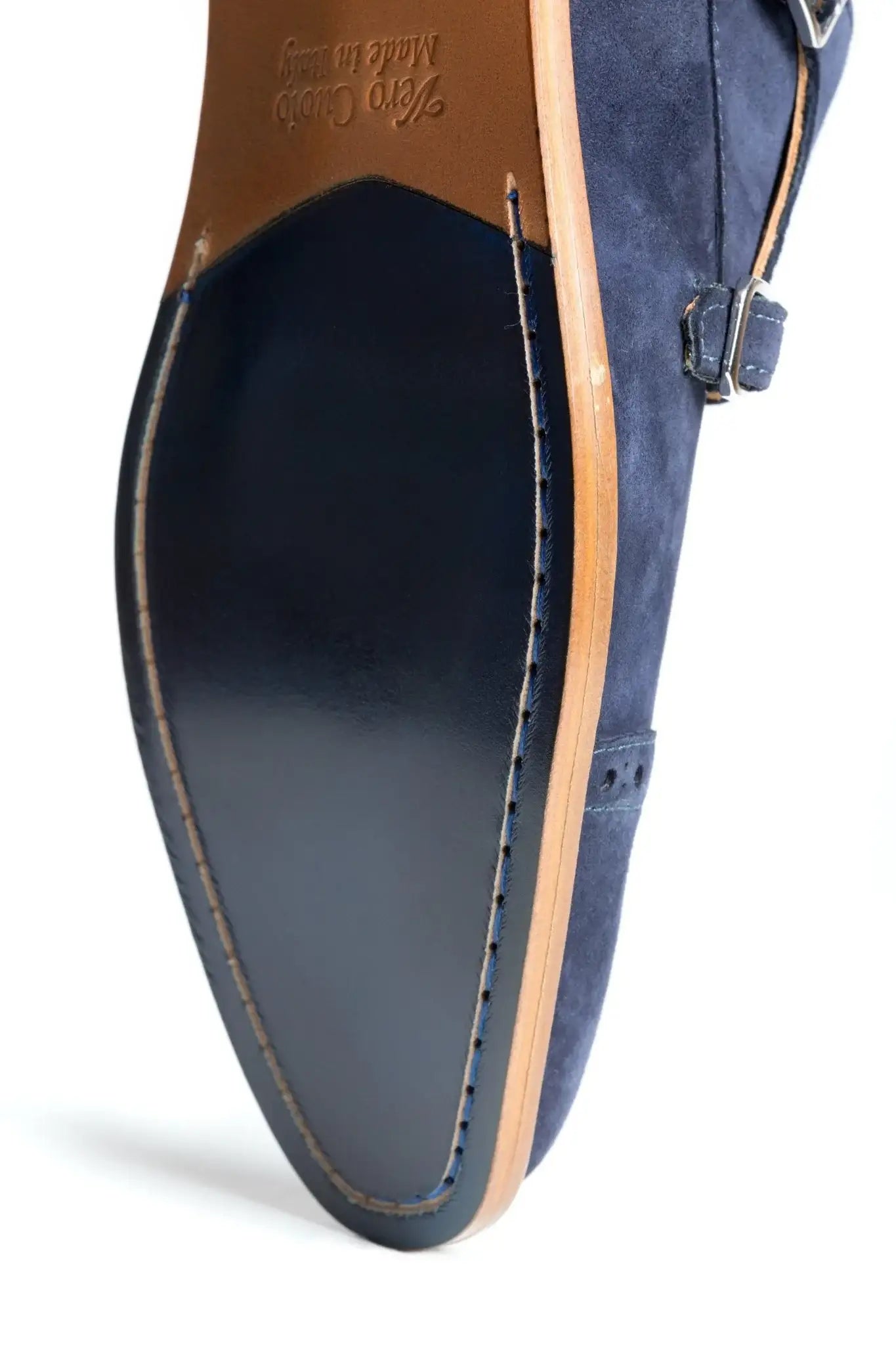 Pantofi din piele intoarsa, catarama dubla