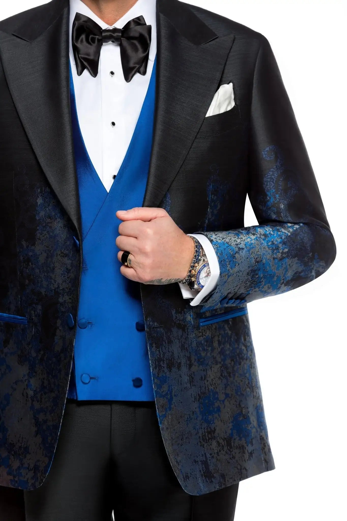 Costum smoking albastru trei piese