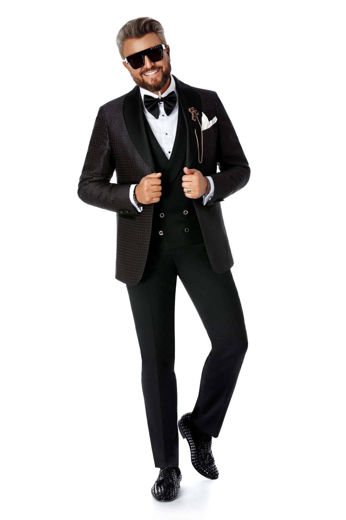 Sacou smoking negru din matase - Viggo