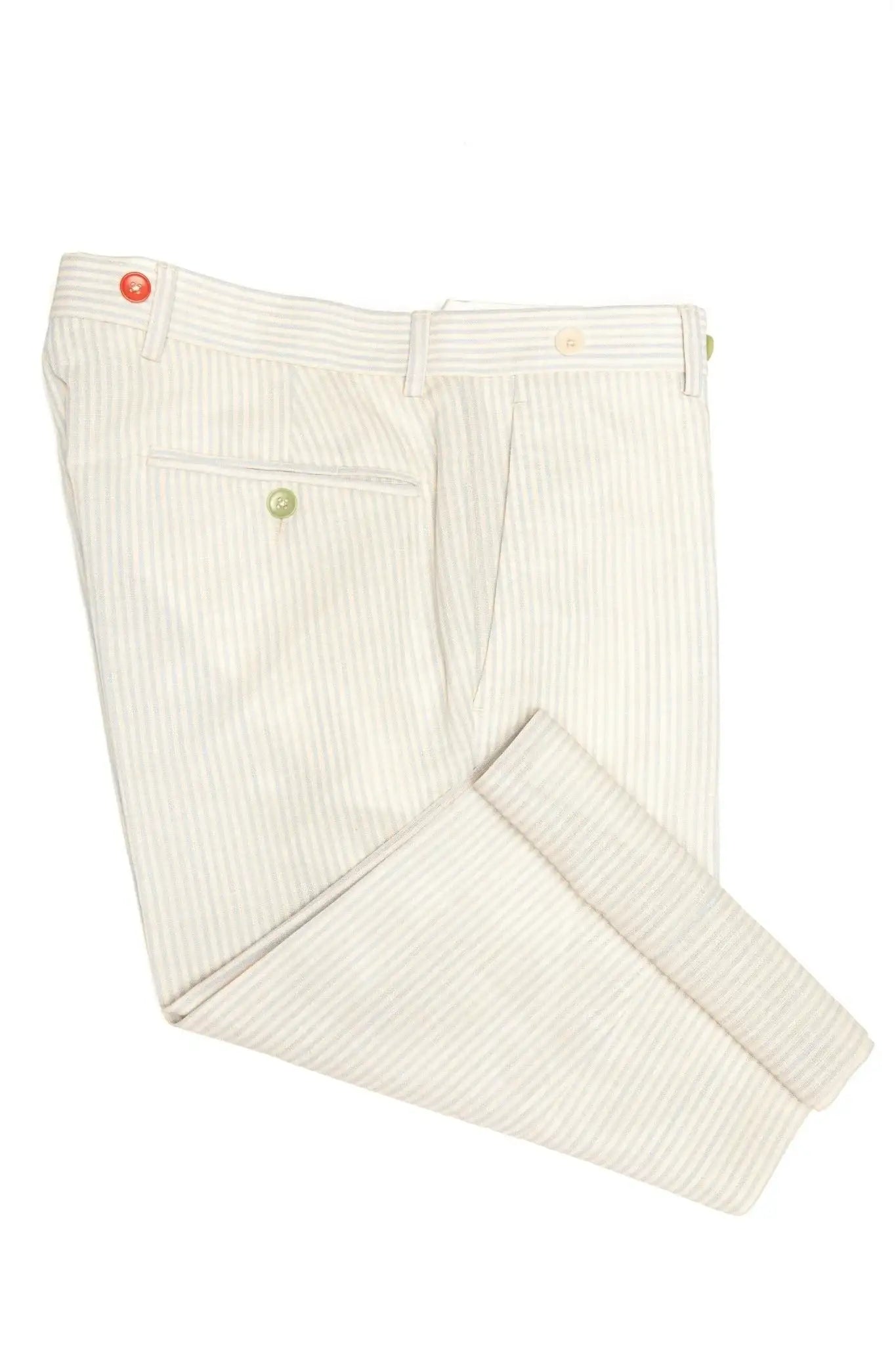 Pantalon Scurt Casual Crem Cu Dungi Bleu