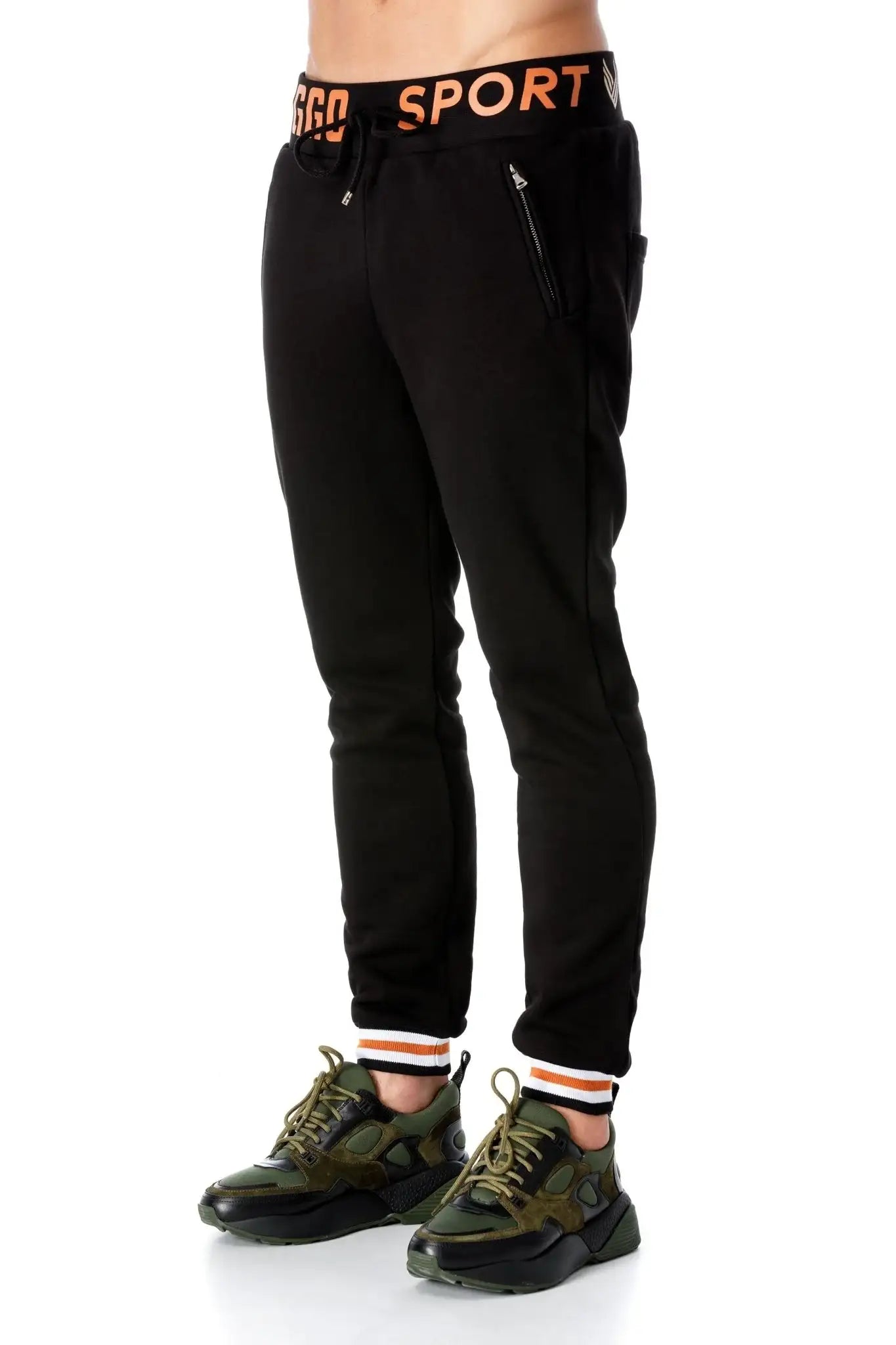 Pantalon Sport Negru Cu Portocaliu